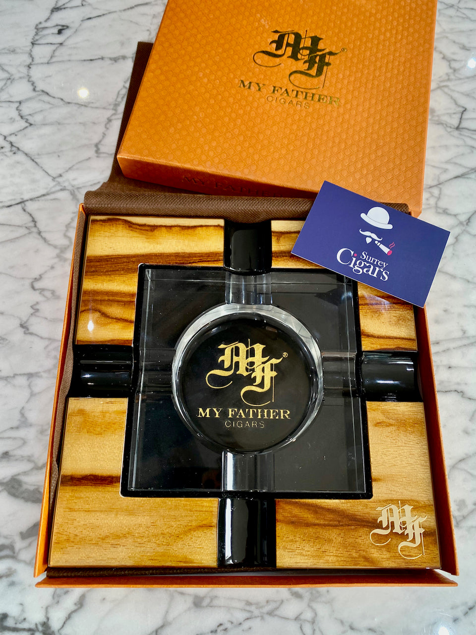 My Father Wood and Glass 4-Cigar Ashtray