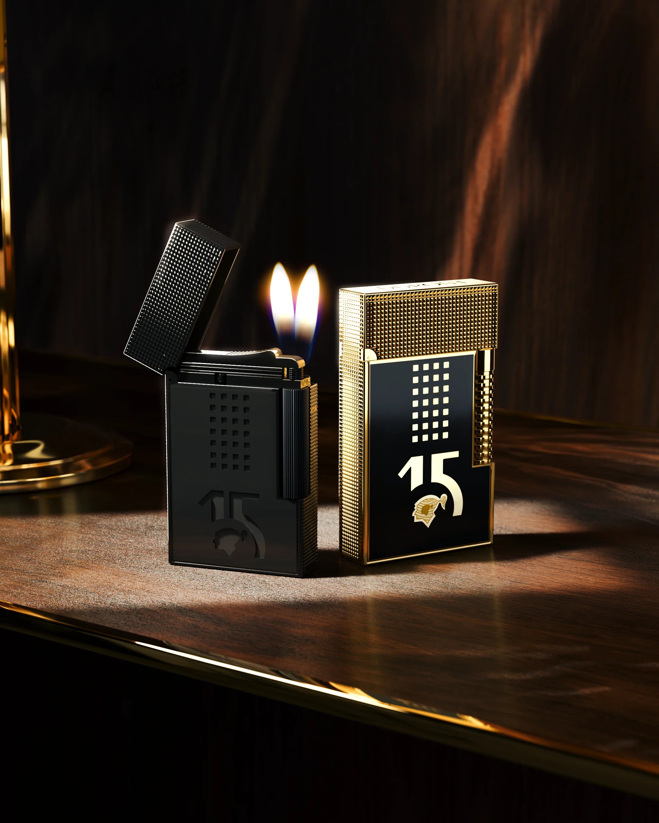 S.T. Dupont Le Grand Mixed Lacquered Lighter Cohiba Behike Gold / Black Ref: C23003cl