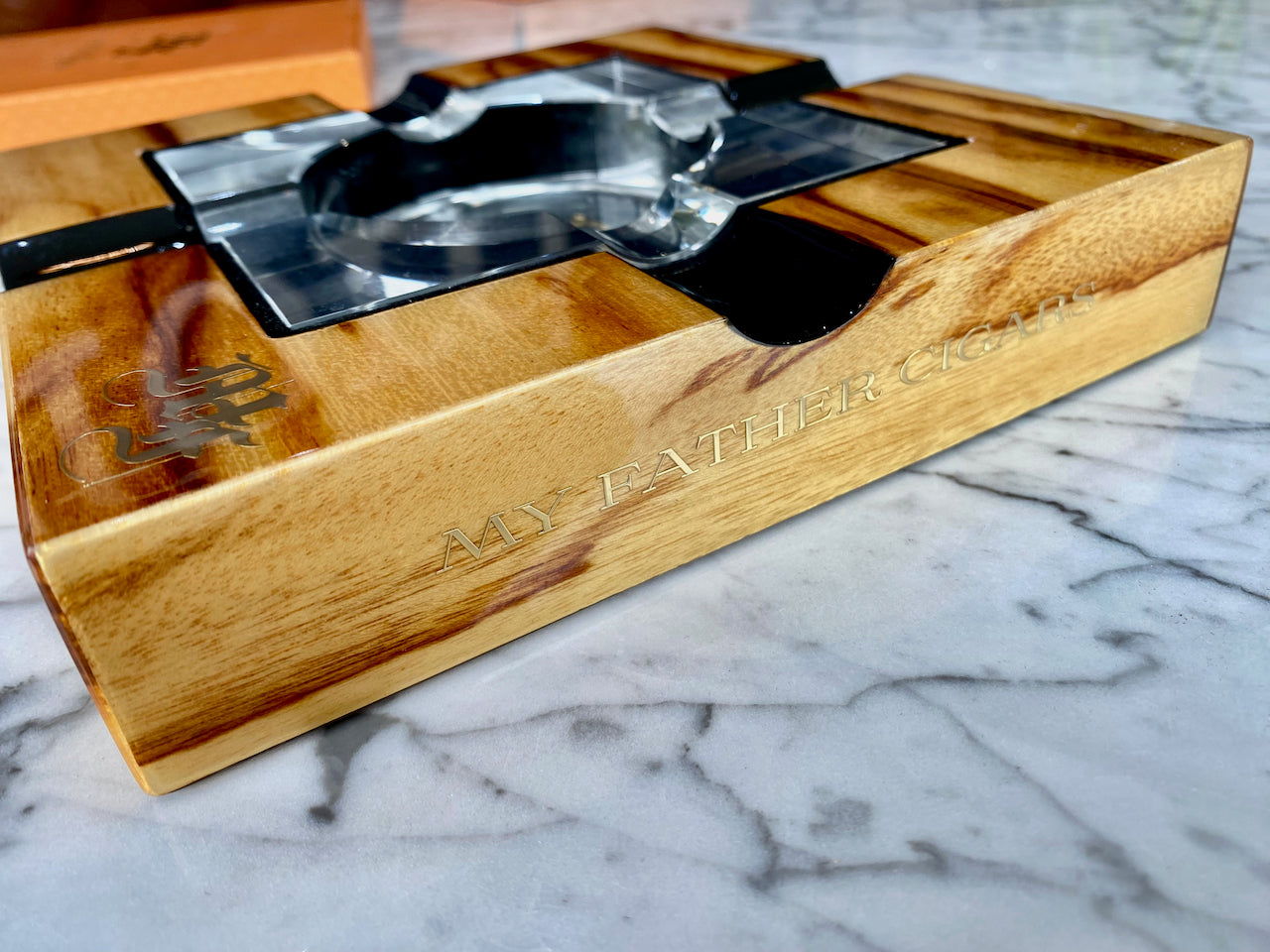 My Father Wood and Glass 4-Cigar Ashtray