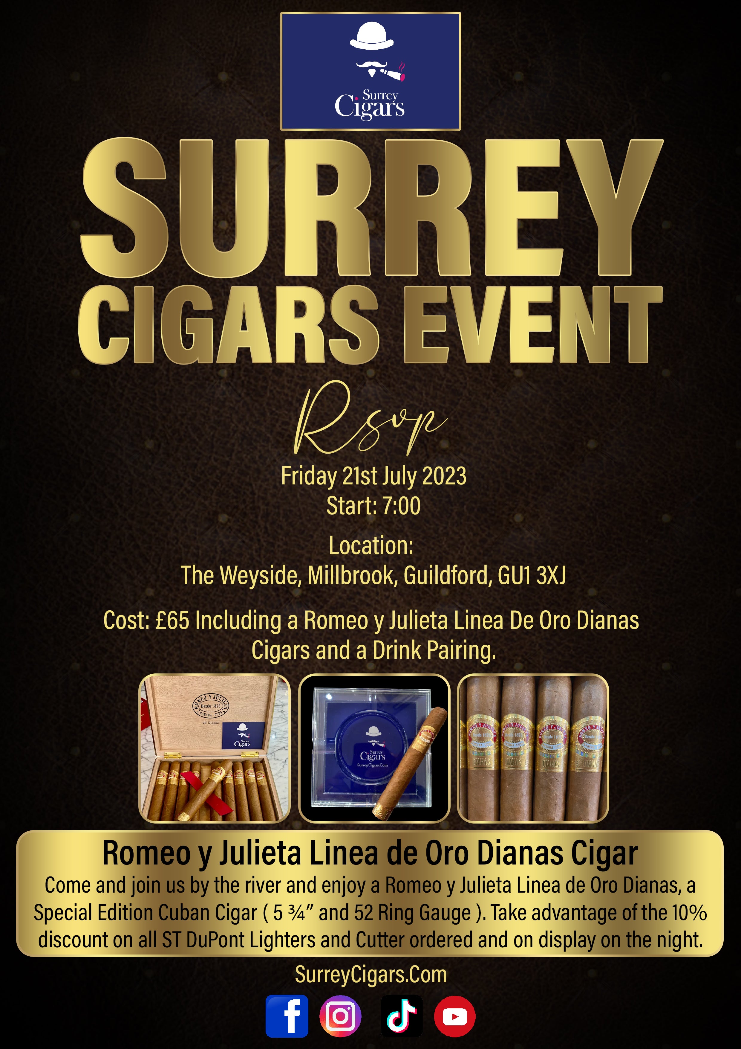 NOW SOLD OUT Surrey Cigars Event on Friday 21st July 2023 TICKETS AVAILABLE