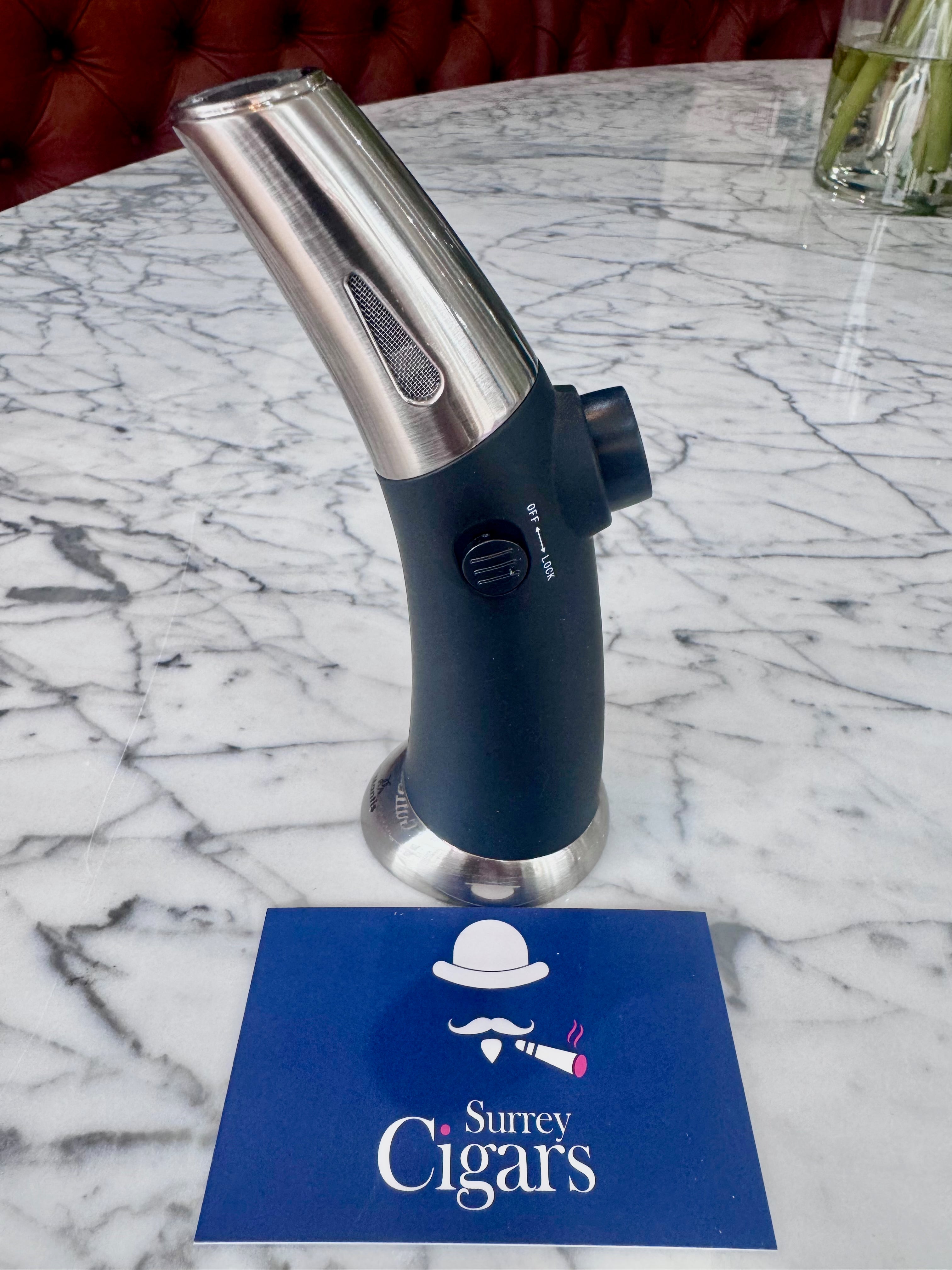 Mantis - Tauris - Jet Flame Table Lighter - Silver Metal IN STOCK