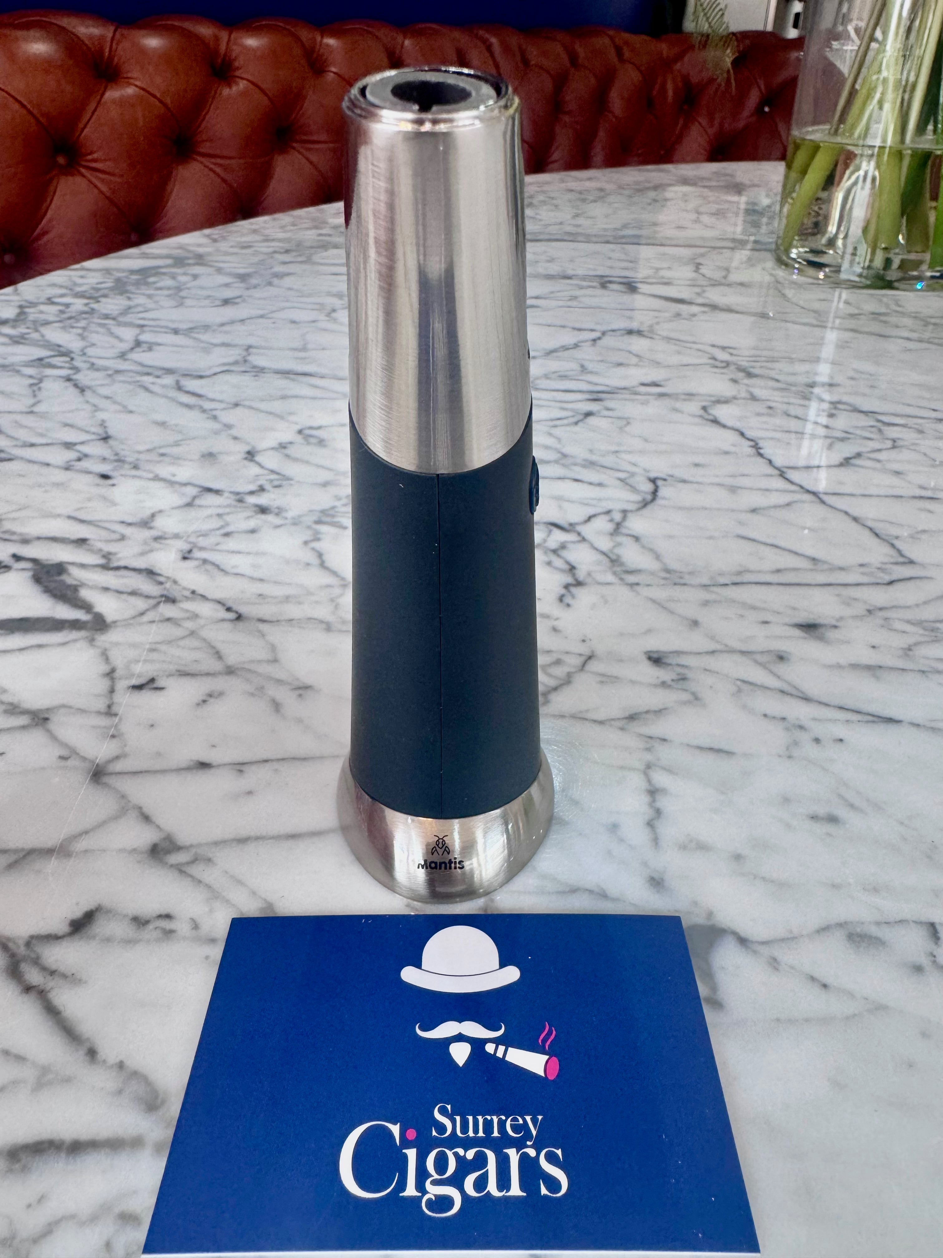 Mantis - Tauris - Jet Flame Table Lighter - Silver Metal IN STOCK