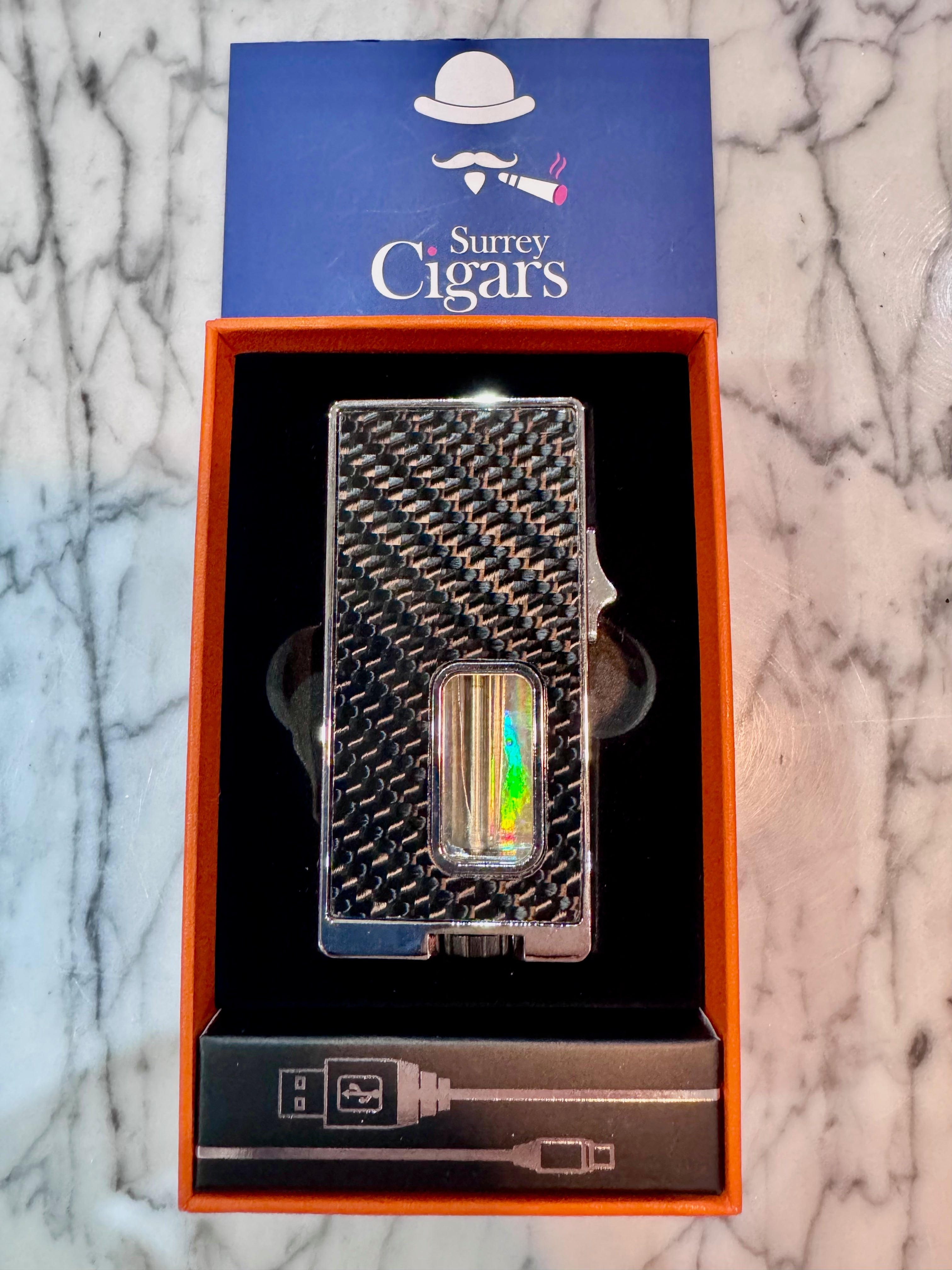 Mantis - Blazeline CFX - 7 Jet soft Flame gravity induction ignition Lighter - Carbon Fibre Silver