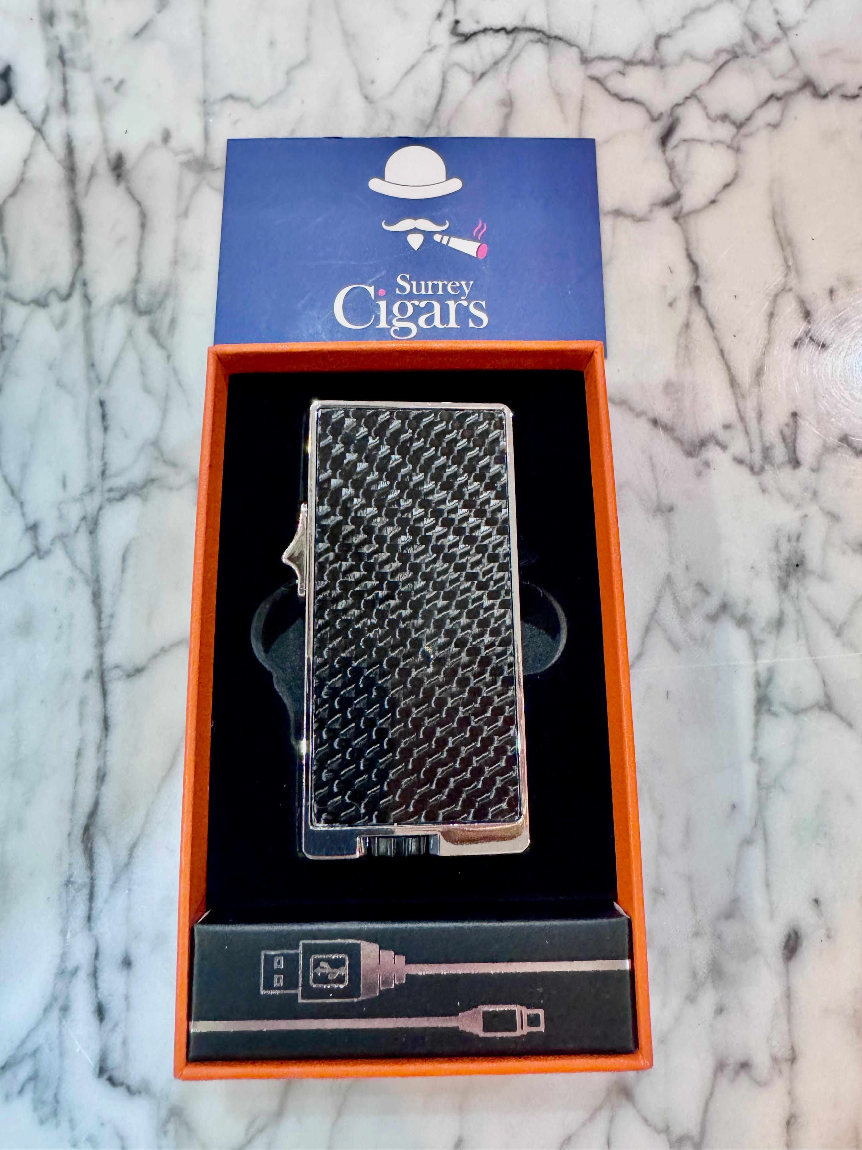 Mantis - Blazeline CFX - 7 Jet soft Flame gravity induction ignition Lighter - Carbon Fibre Silver