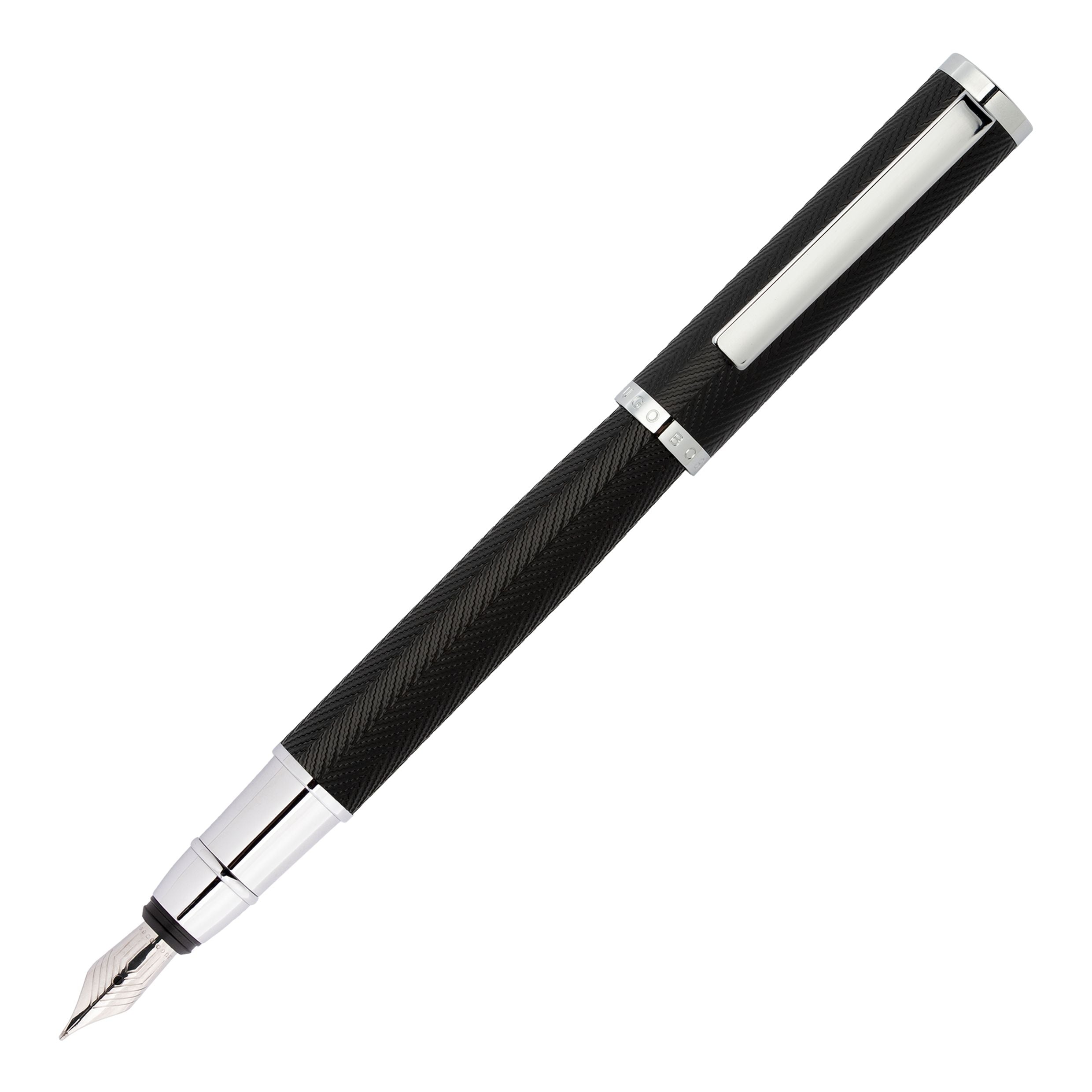 Hugo Boss Formation herringbone Fountain Pen Chrome