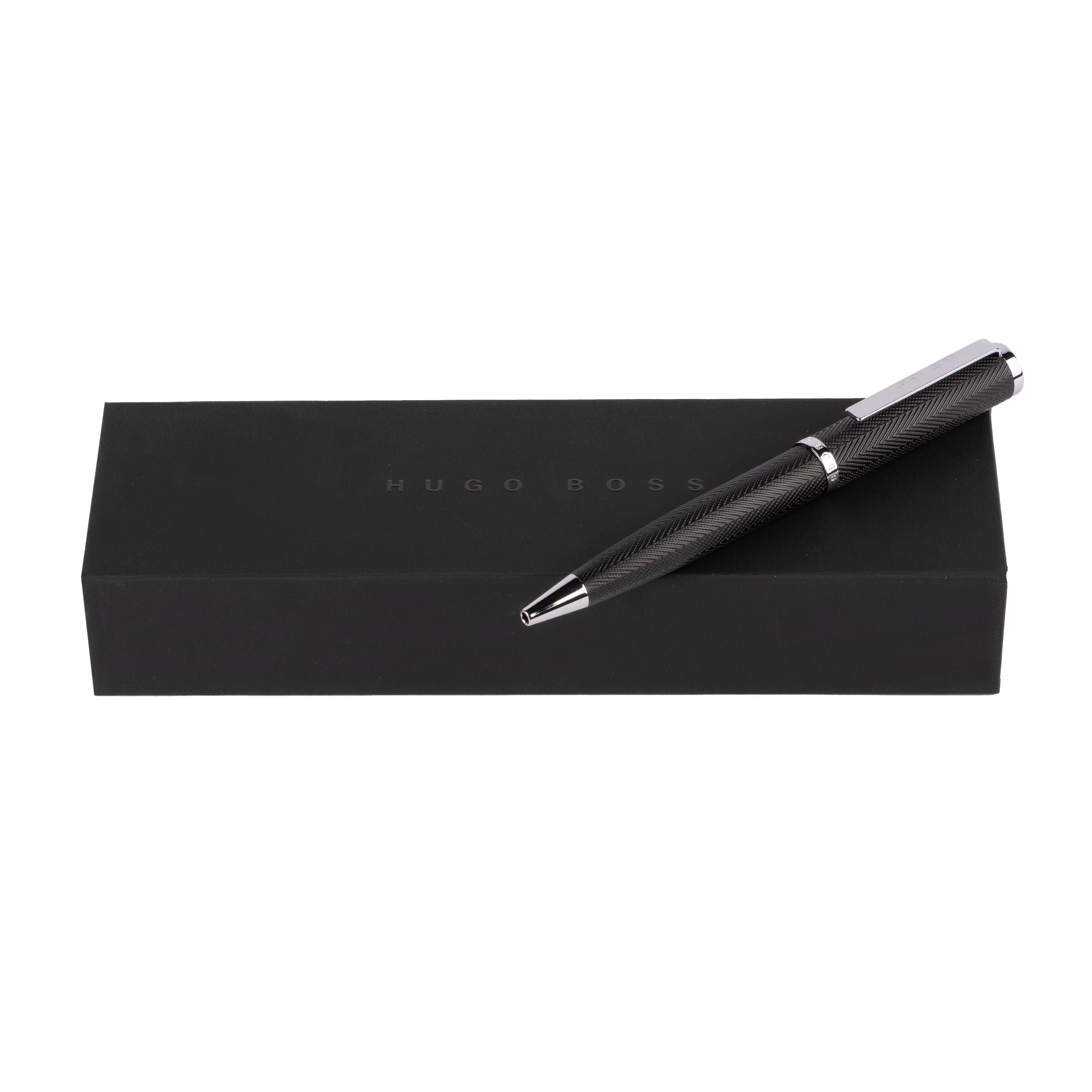 Hugo Boss Formation Herringbone Ballpoint Pen Chrome