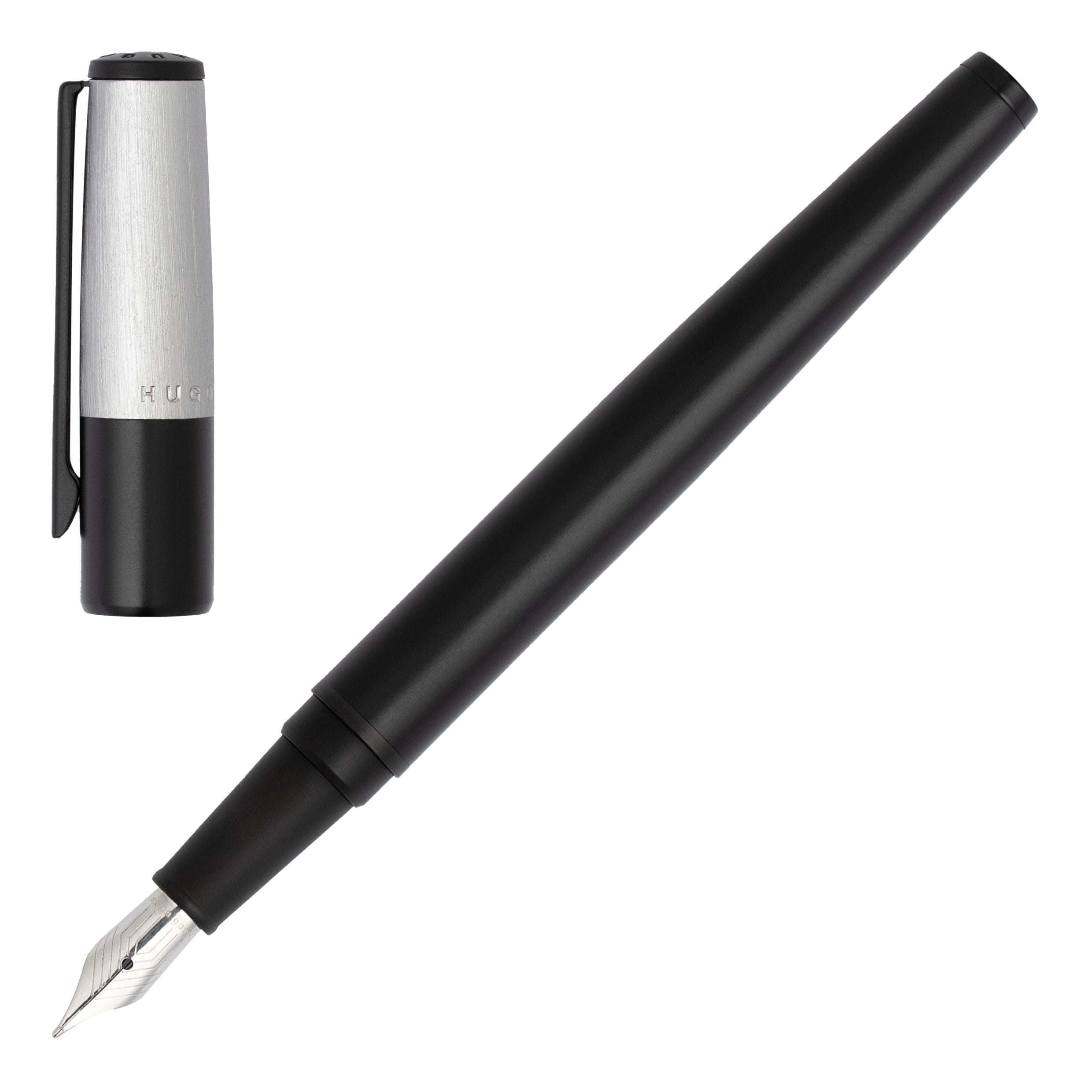 Hugo Boss Gear Minimal Fountain Pen Black And Chrome