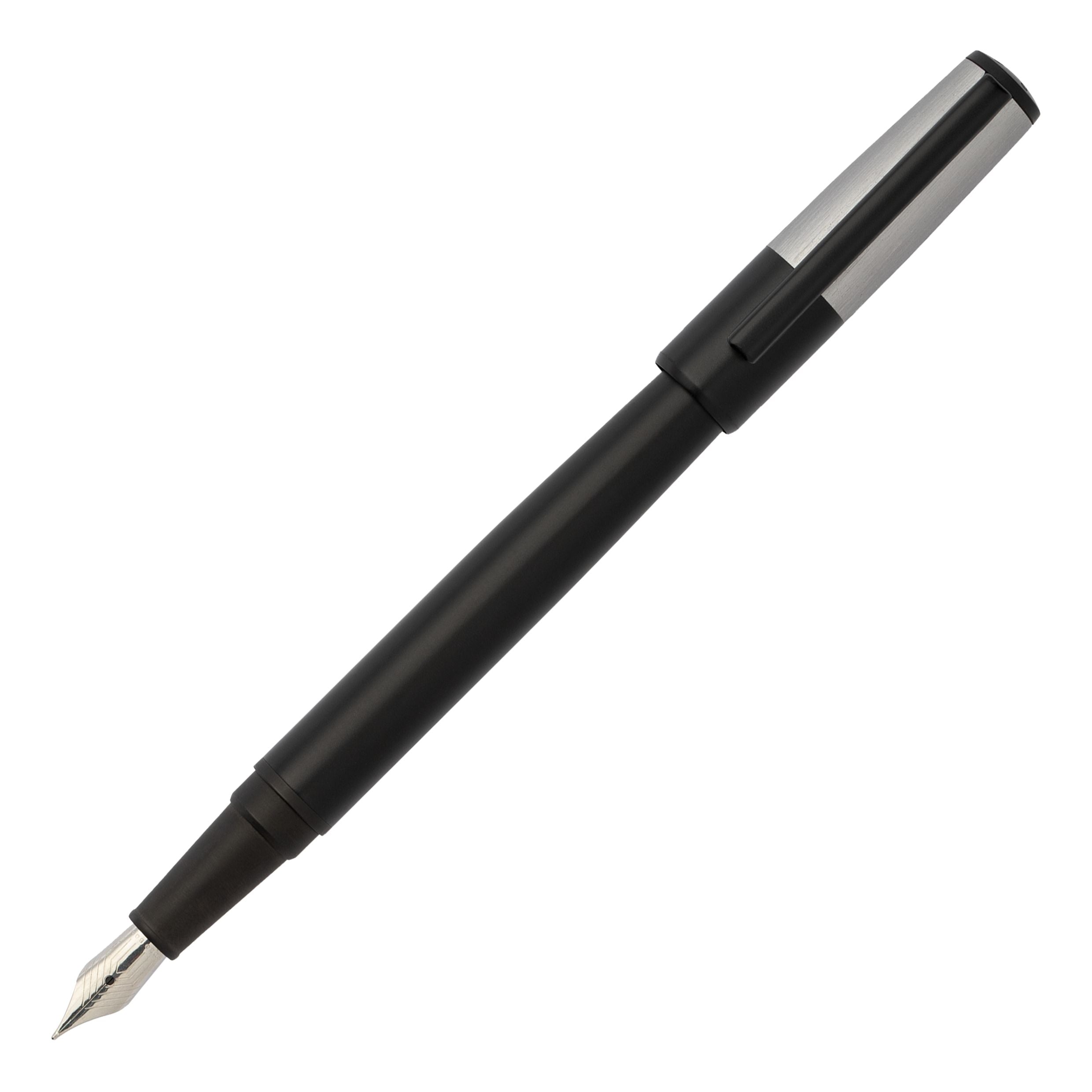 Hugo Boss Gear Minimal Fountain Pen Black And Chrome