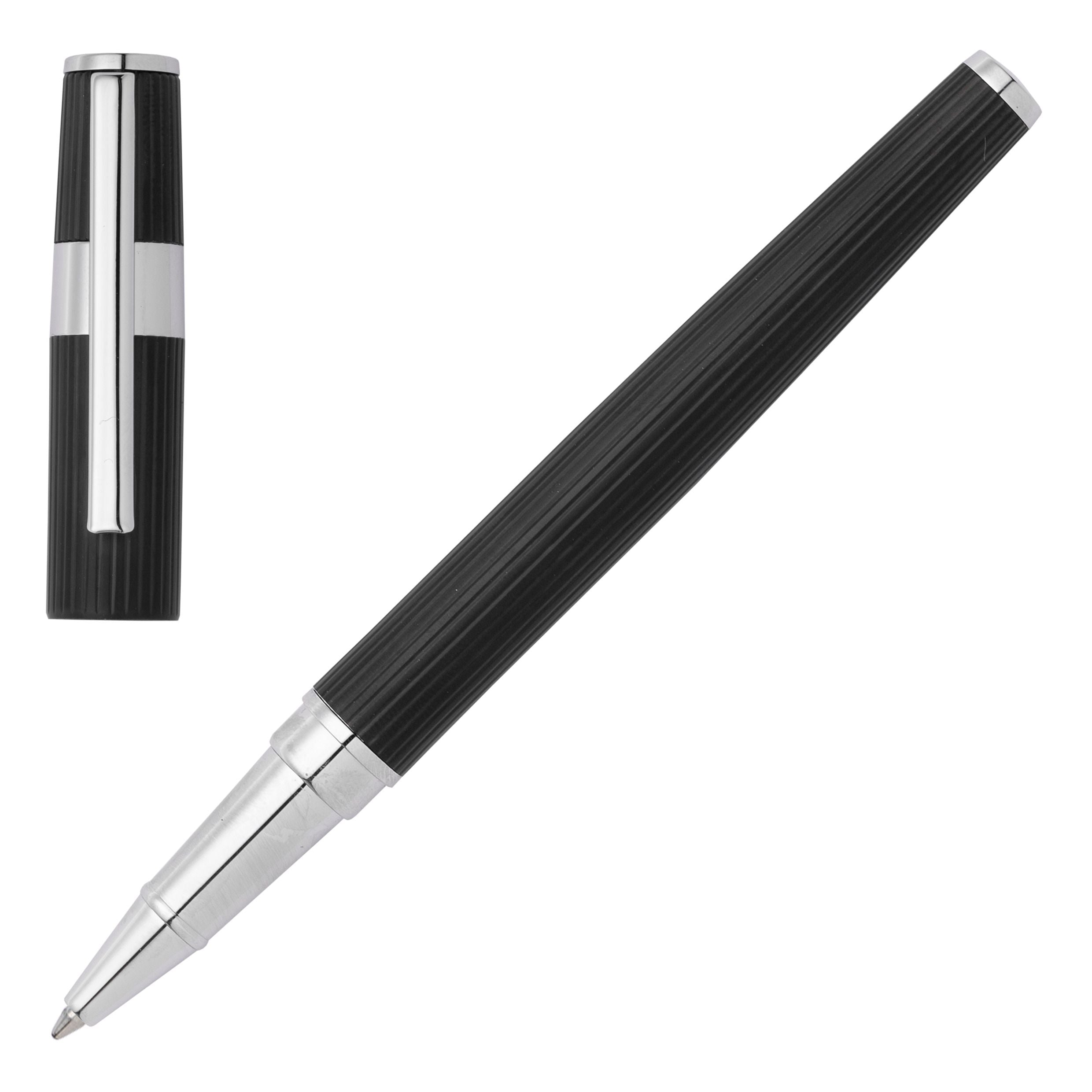 Hugo Boss Gear Pinstripe Rollerball Pen Black And Chrome