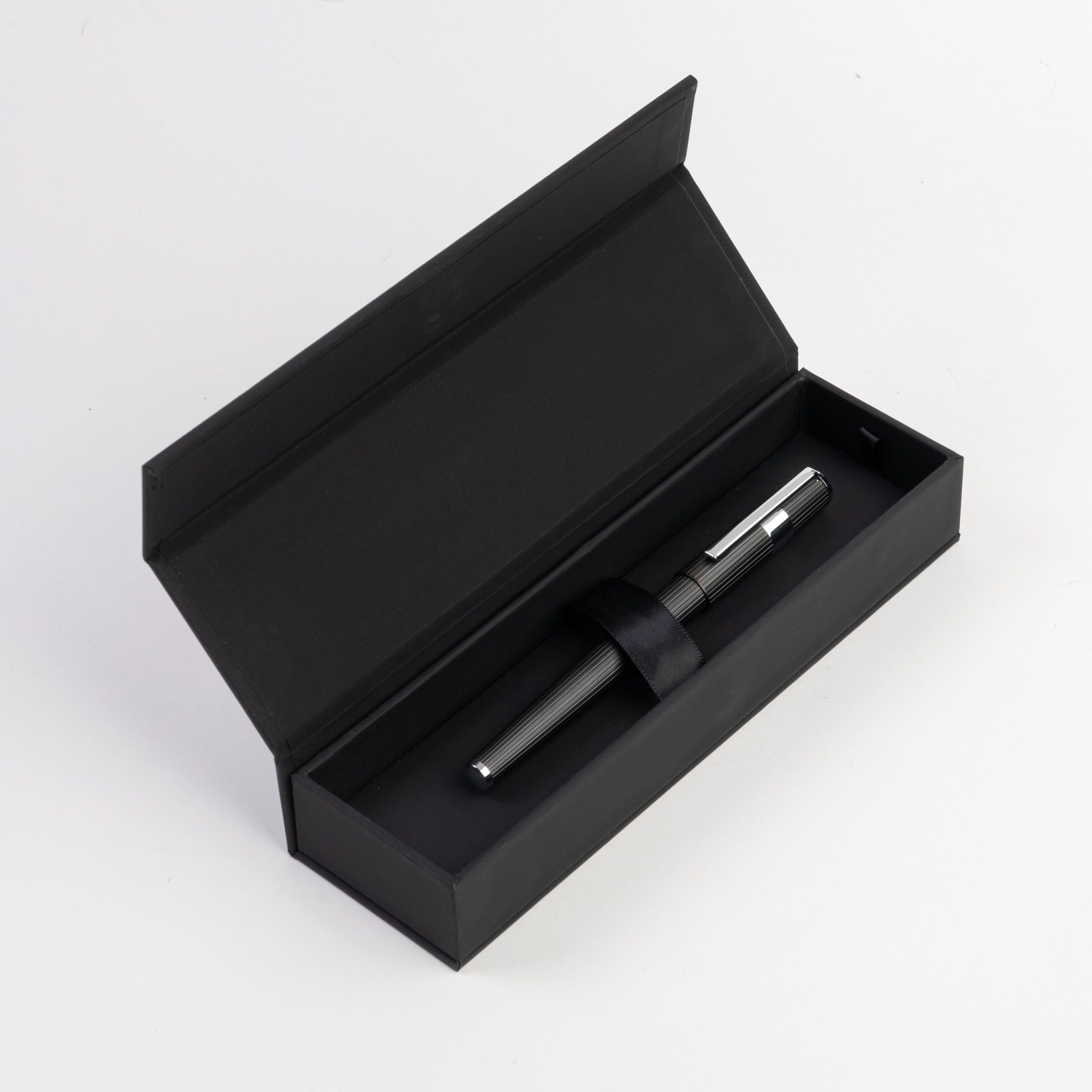 Hugo Boss Gear Pinstripe Rollerball Pen Black And Chrome
