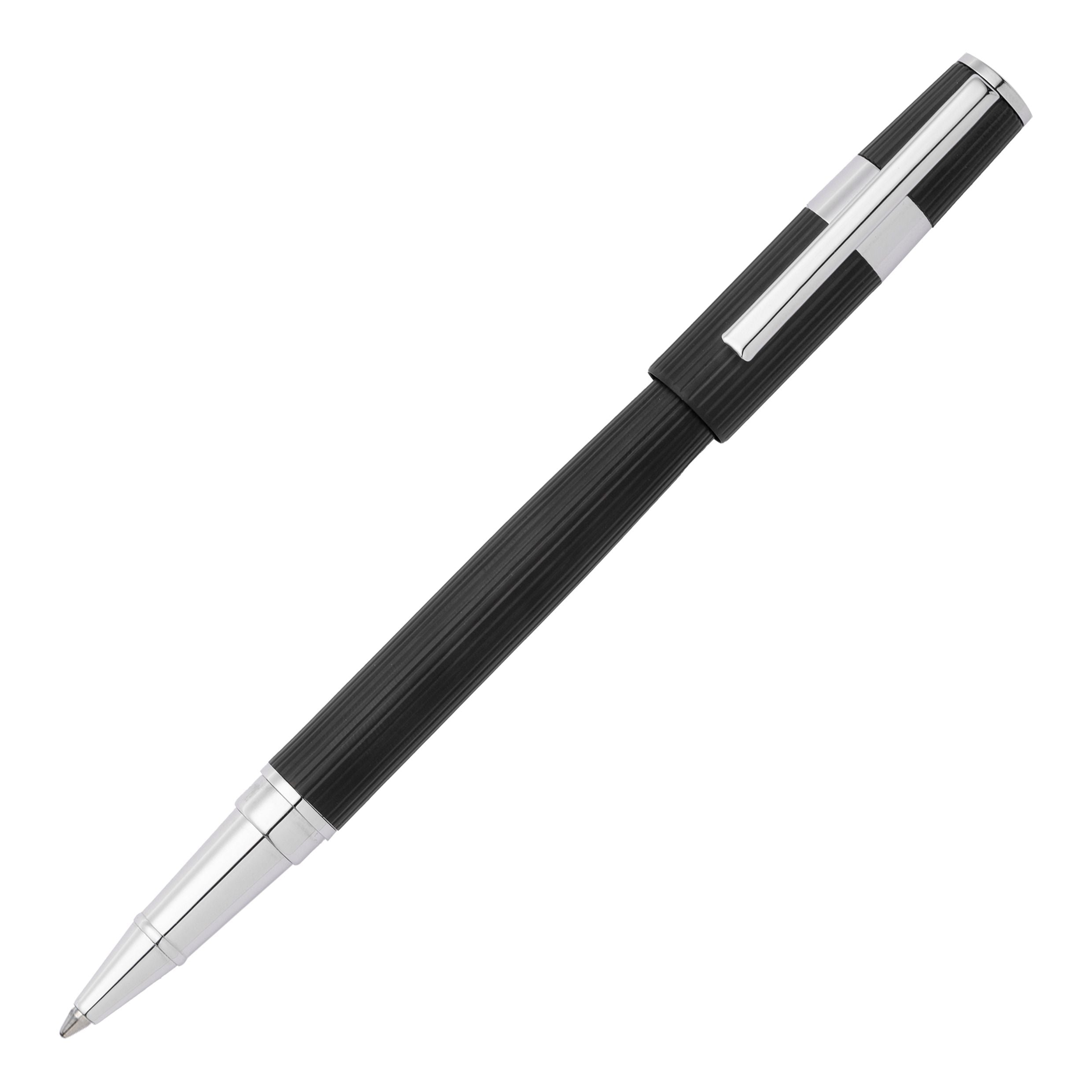 Hugo Boss Gear Pinstripe Rollerball Pen Black And Chrome