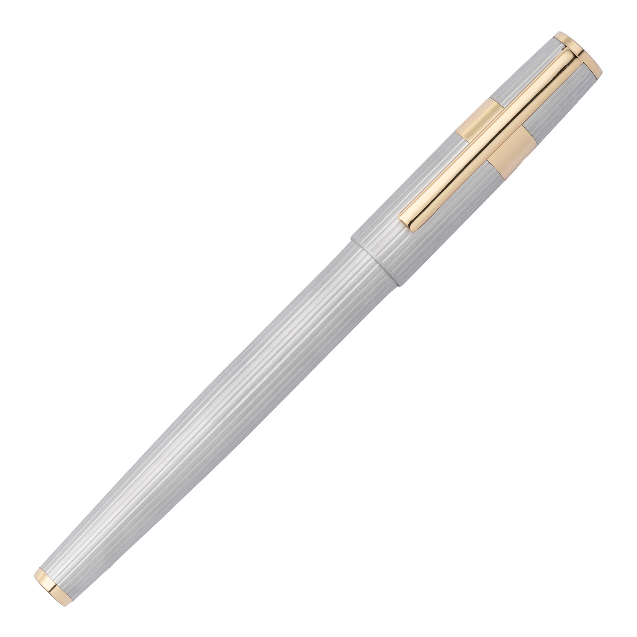 Hugo Boss Gear Pinstripe Rollerball Pen Silver And Gold