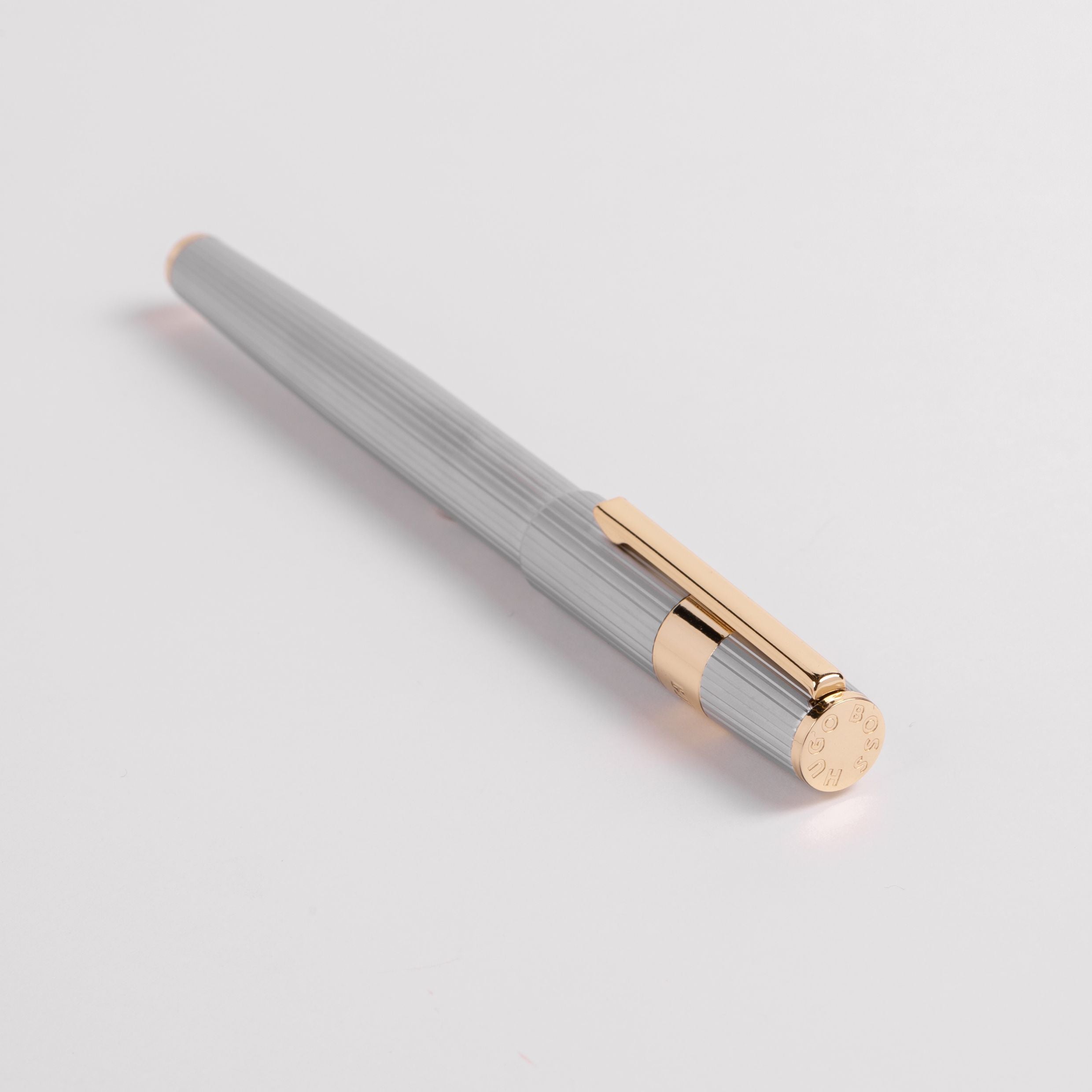 Hugo Boss Gear Pinstripe Rollerball Pen Silver And Gold