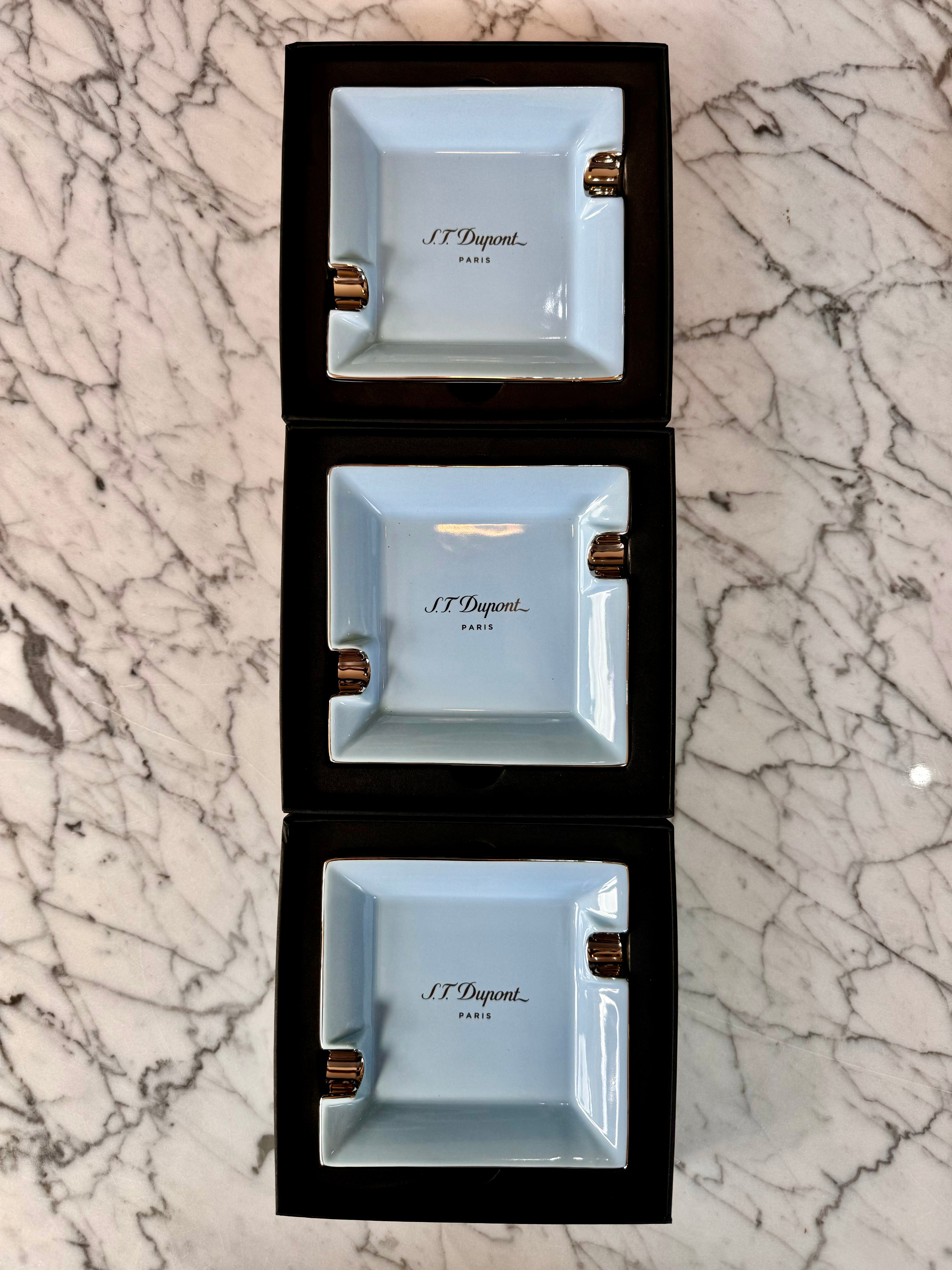S.T. Dupont Mini Pastel Blue Ashtray, Porcelain, 006279