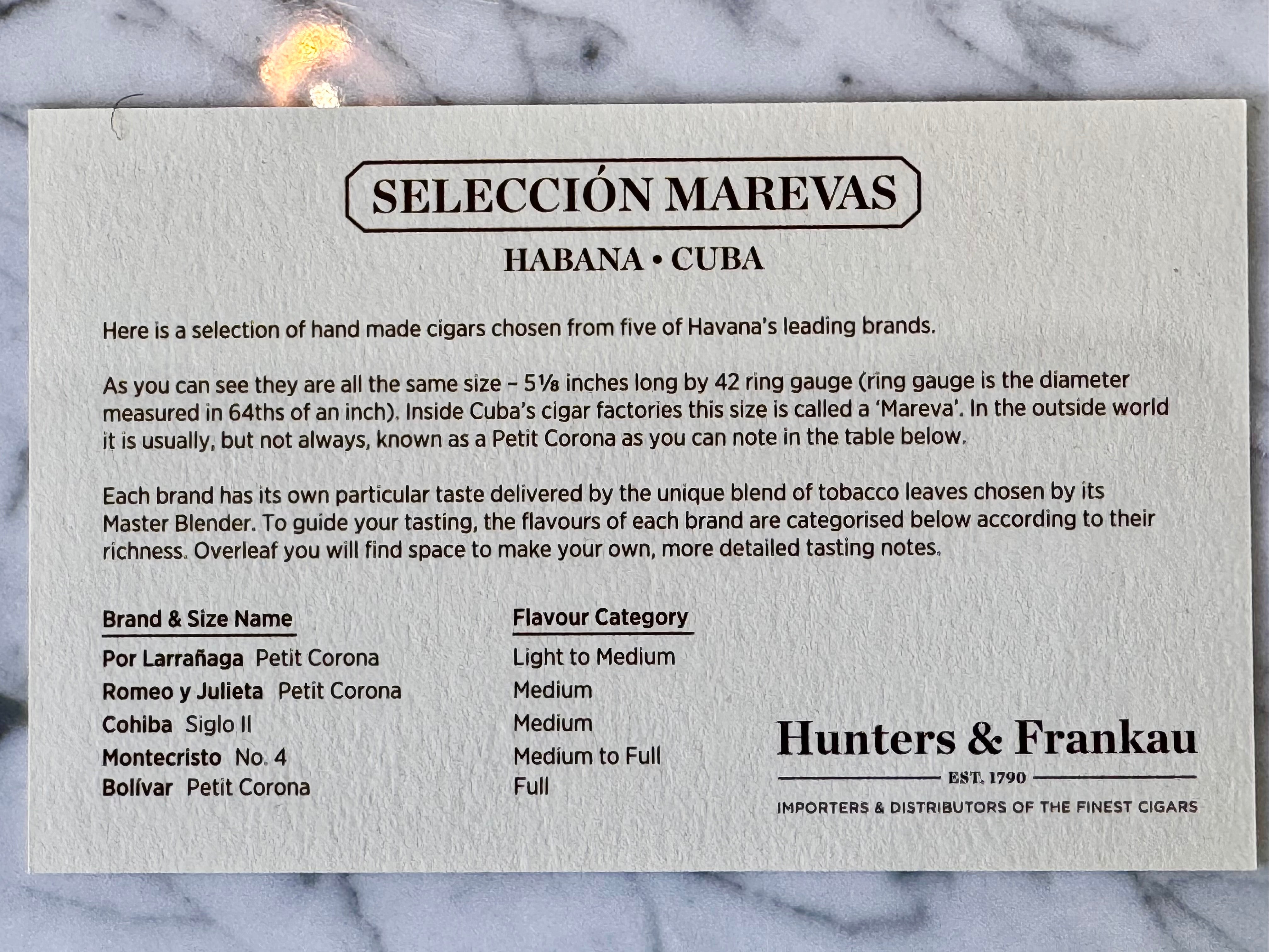 Seleccion Marevas – The Petit Corona Cuban Cigars - 5 Cuban Cigar Box set