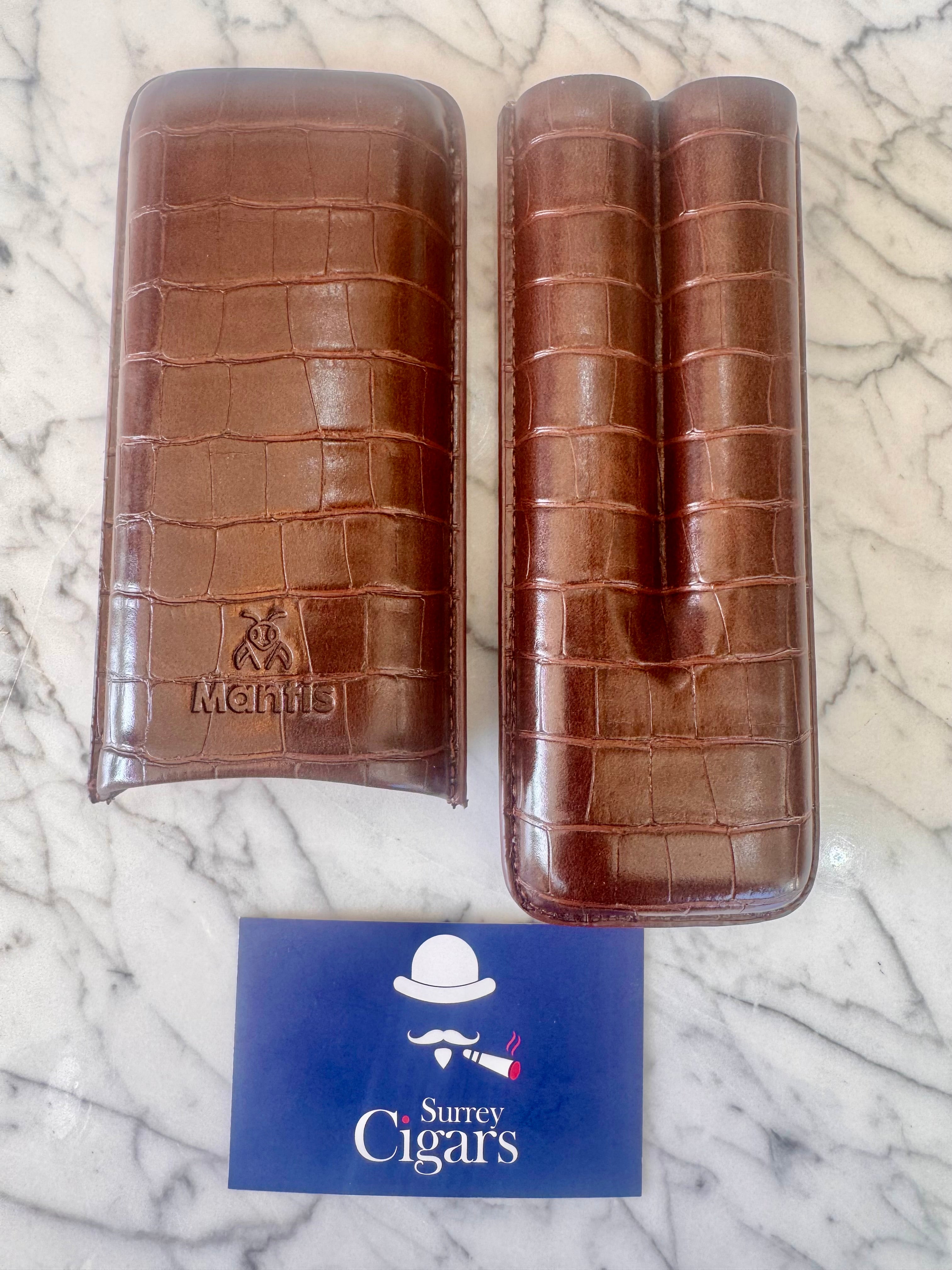 Mantis - NeoCase Croc Cigar Case for 2 Cigars - Brown