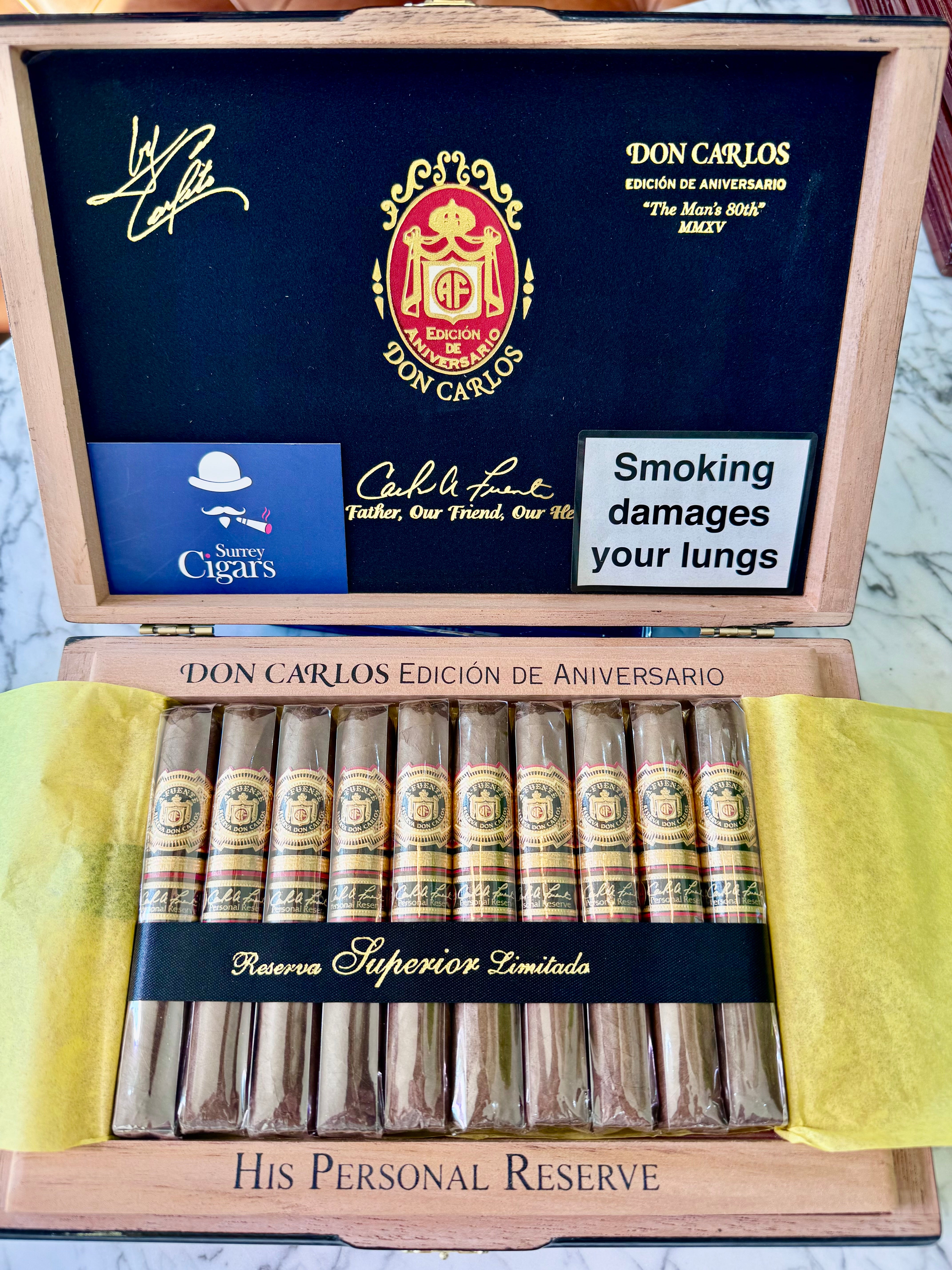 Arturo Fuente - Don Carlos Edicion De Aniversario "The Man's 80th" Personal Reserve