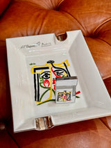 S.T. Dupont Limited Edition Picasso "Portrait of Jacqueline with Straw Hat" Slimmy White / Chrome Lighter
