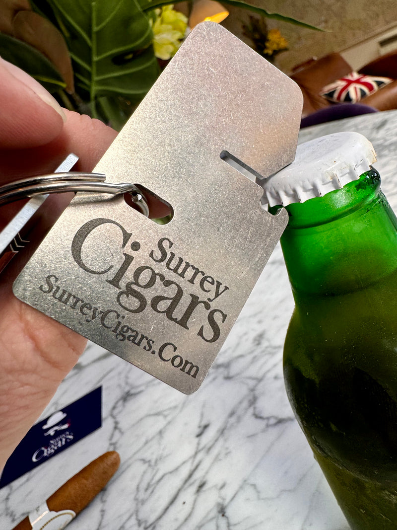 Stainless Steel Cigar Stand Key Ring with Bottle Opener