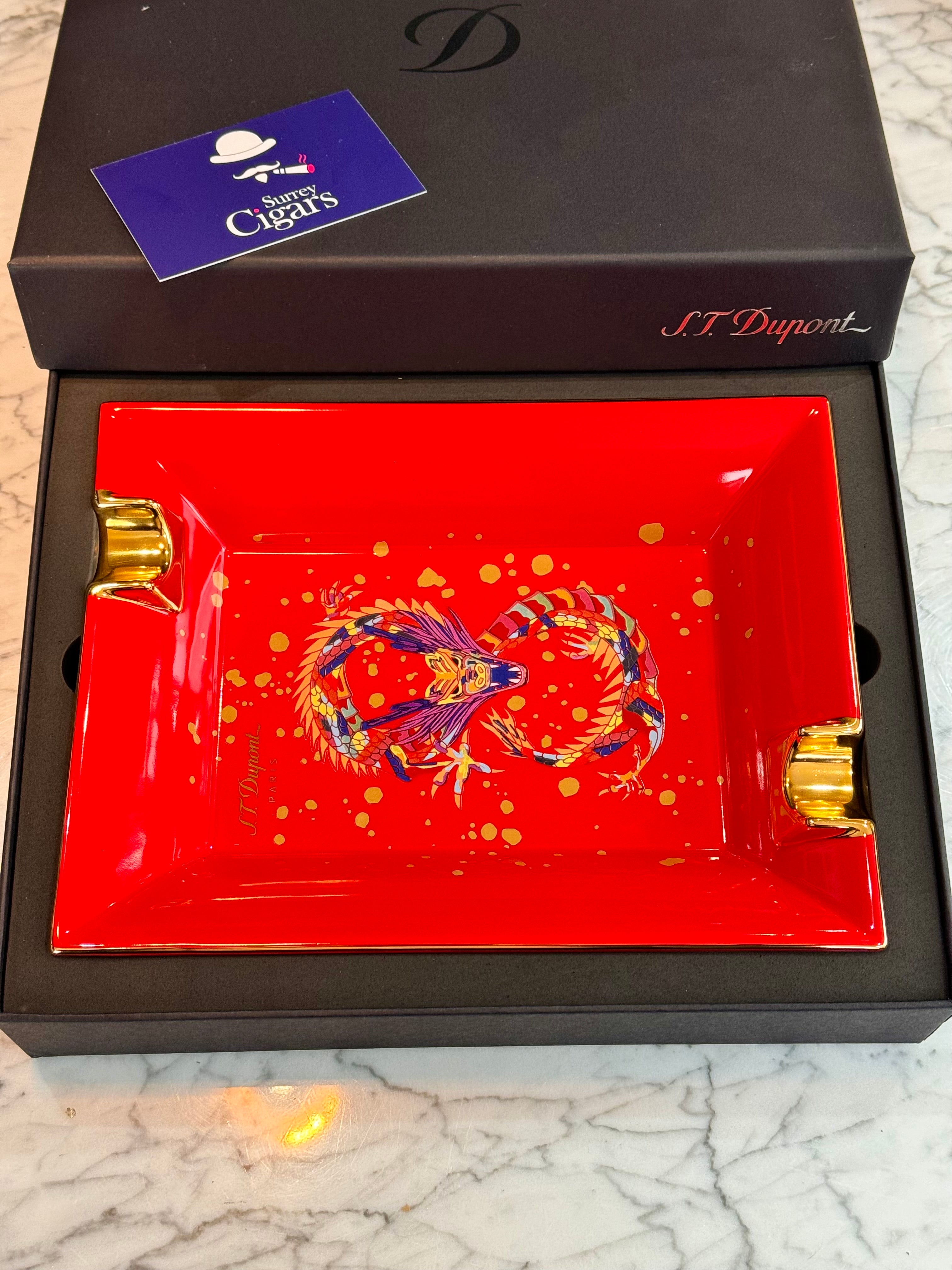 S.T. Dupont - 2024 The Year Of The Dragon Lucky 8 - Limited Edition Burgundy & Gold Cigar Ashtray 006486