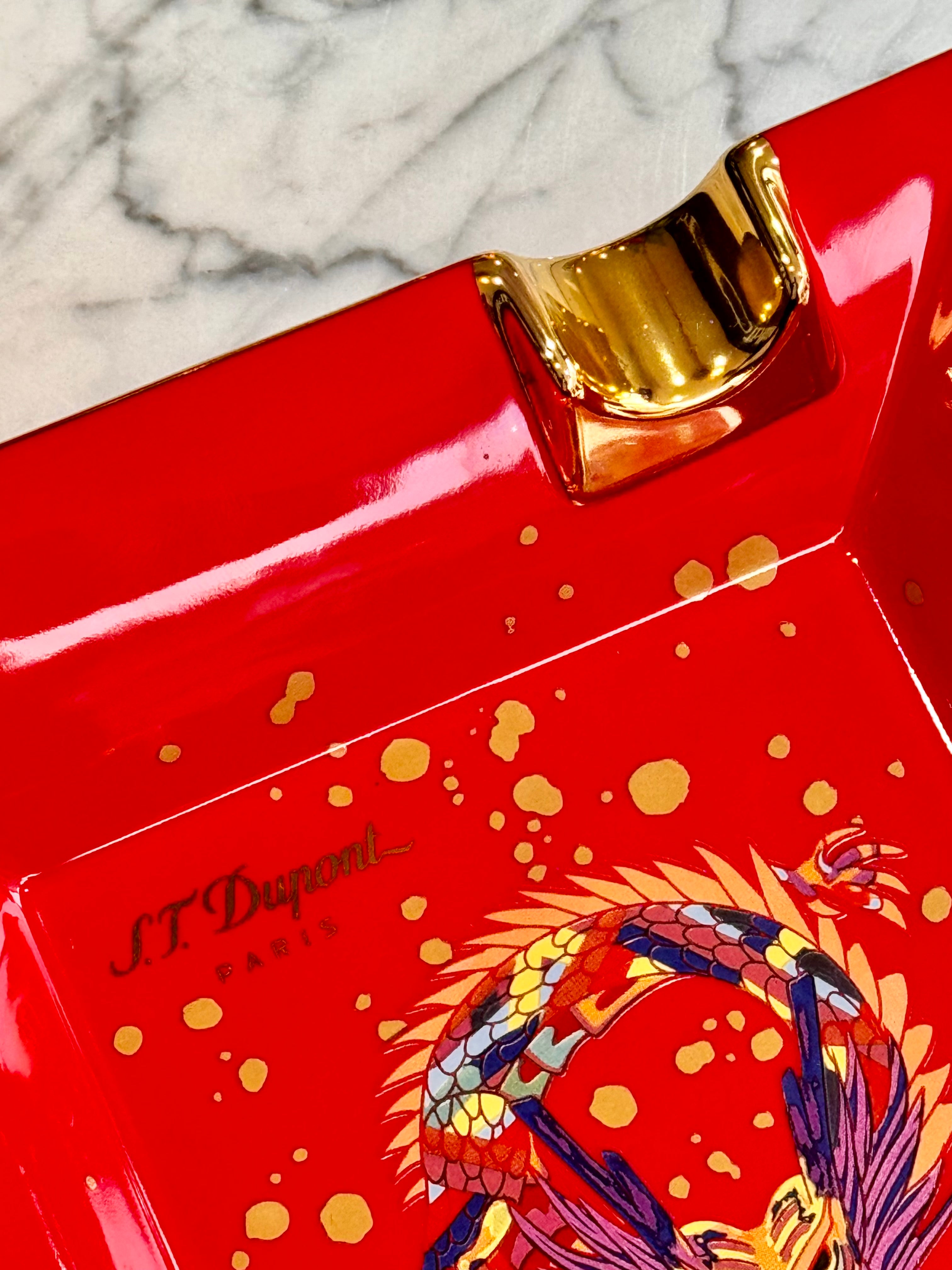 S.T. Dupont - 2024 The Year Of The Dragon Lucky 8 - Limited Edition Burgundy & Gold Cigar Ashtray 006486