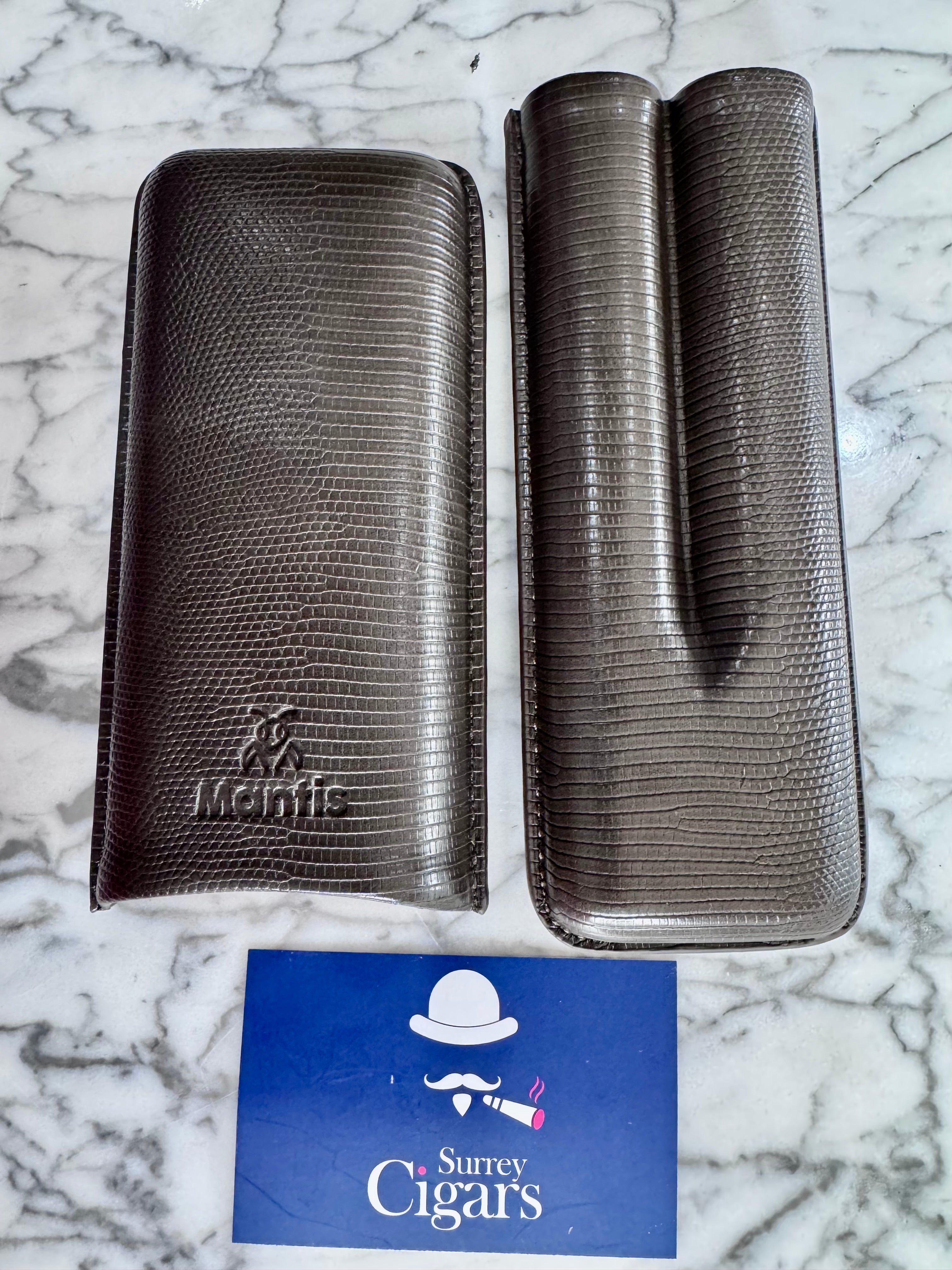 NeoCase Strata Case by Mantis® – Lizard-Skin Texture, 2 Cigar Case. Cacao, Forest, Navy, and Truffle, Pebble, Noir, Riviera