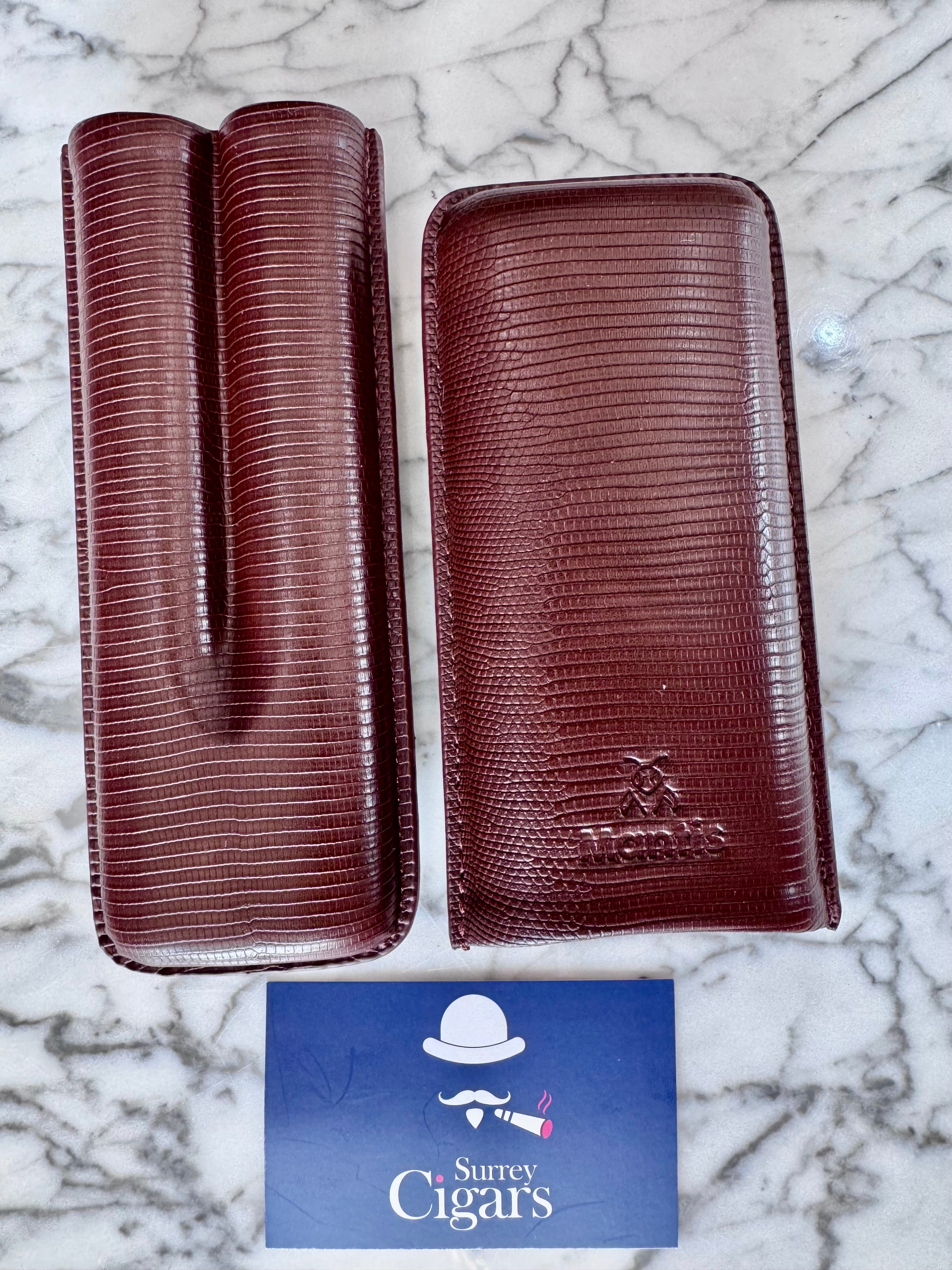 NeoCase Strata Case by Mantis® – Lizard-Skin Texture, 2 Cigar Case. Cacao, Forest, Navy, and Truffle, Pebble, Noir, Riviera