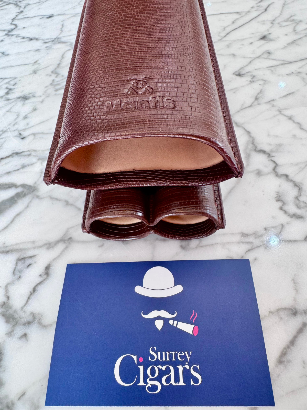 NeoCase Strata Case by Mantis® – Lizard-Skin Texture, 2 Cigar Case. Cacao, Forest, Navy, and Truffle, Pebble, Noir, Riviera