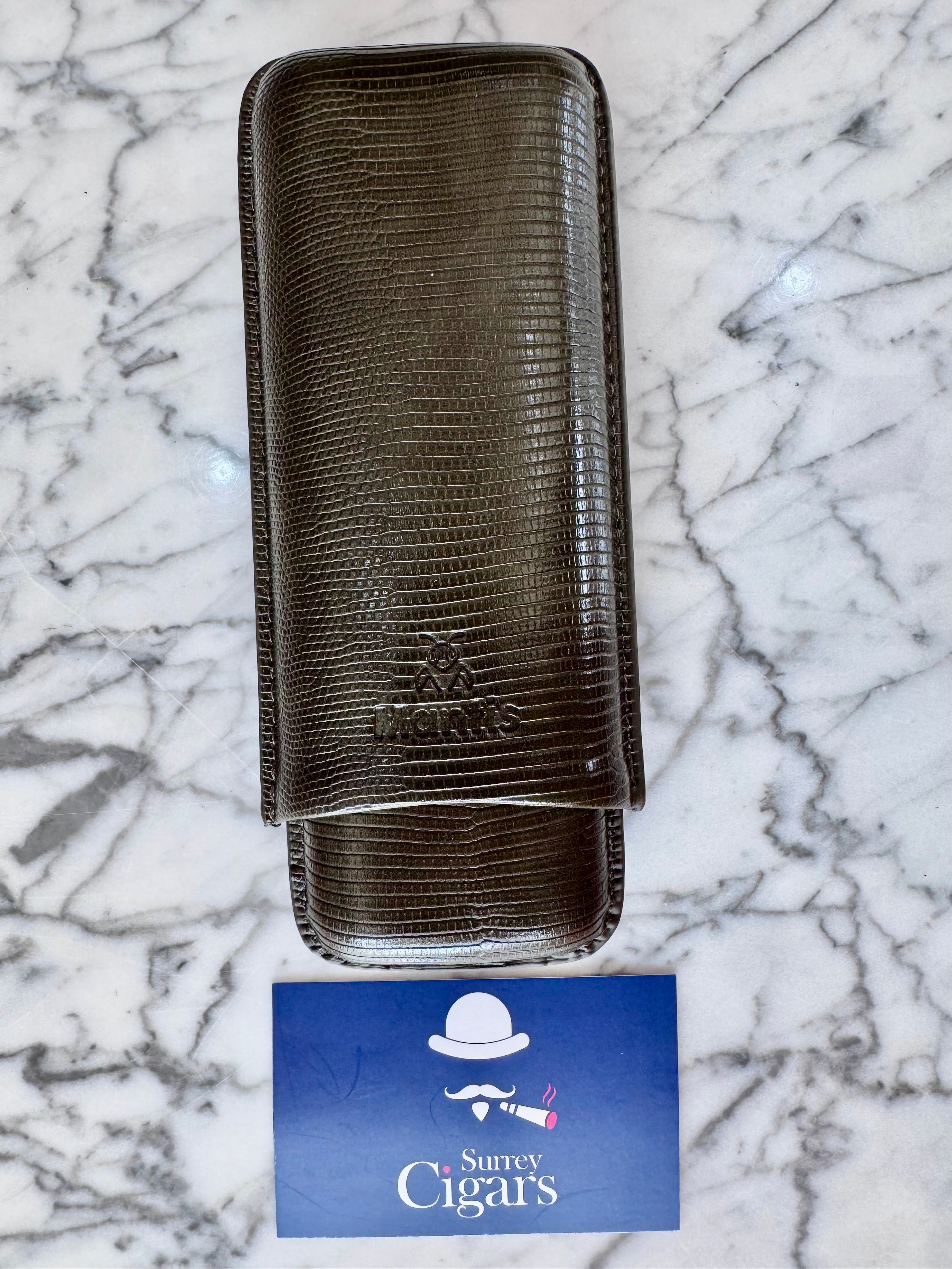 NeoCase Strata Case by Mantis® – Lizard-Skin Texture, 2 Cigar Case. Cacao, Forest, Navy, and Truffle, Pebble, Noir, Riviera