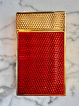S.T.Dupont Ligne 2 Dragon Red Guilloche Lighter with Yellow Gold Trim