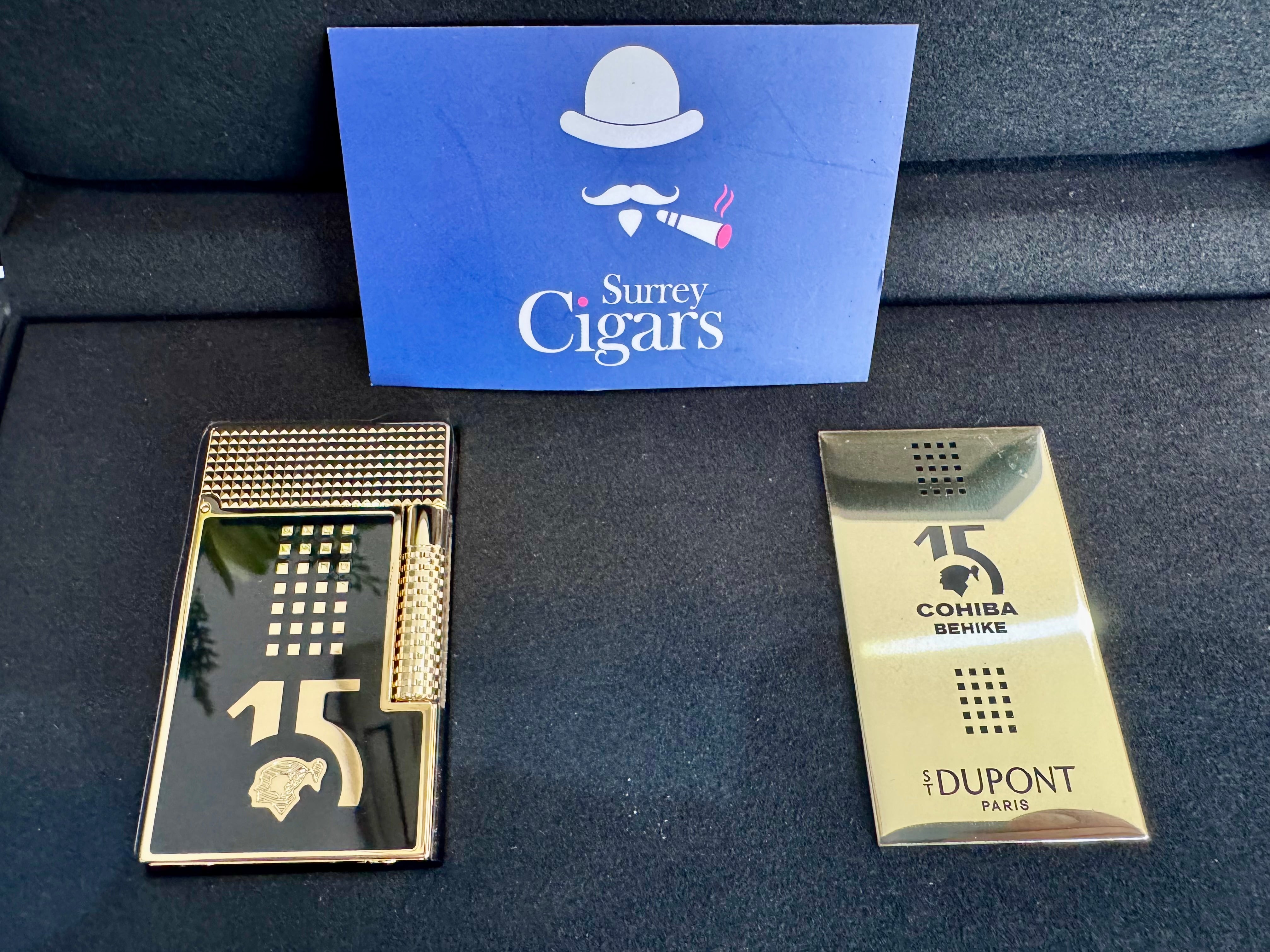 S.T. Dupont Le Grand Mixed Lacquered Lighter Cohiba Behike Gold / Black Ref: C23003cl