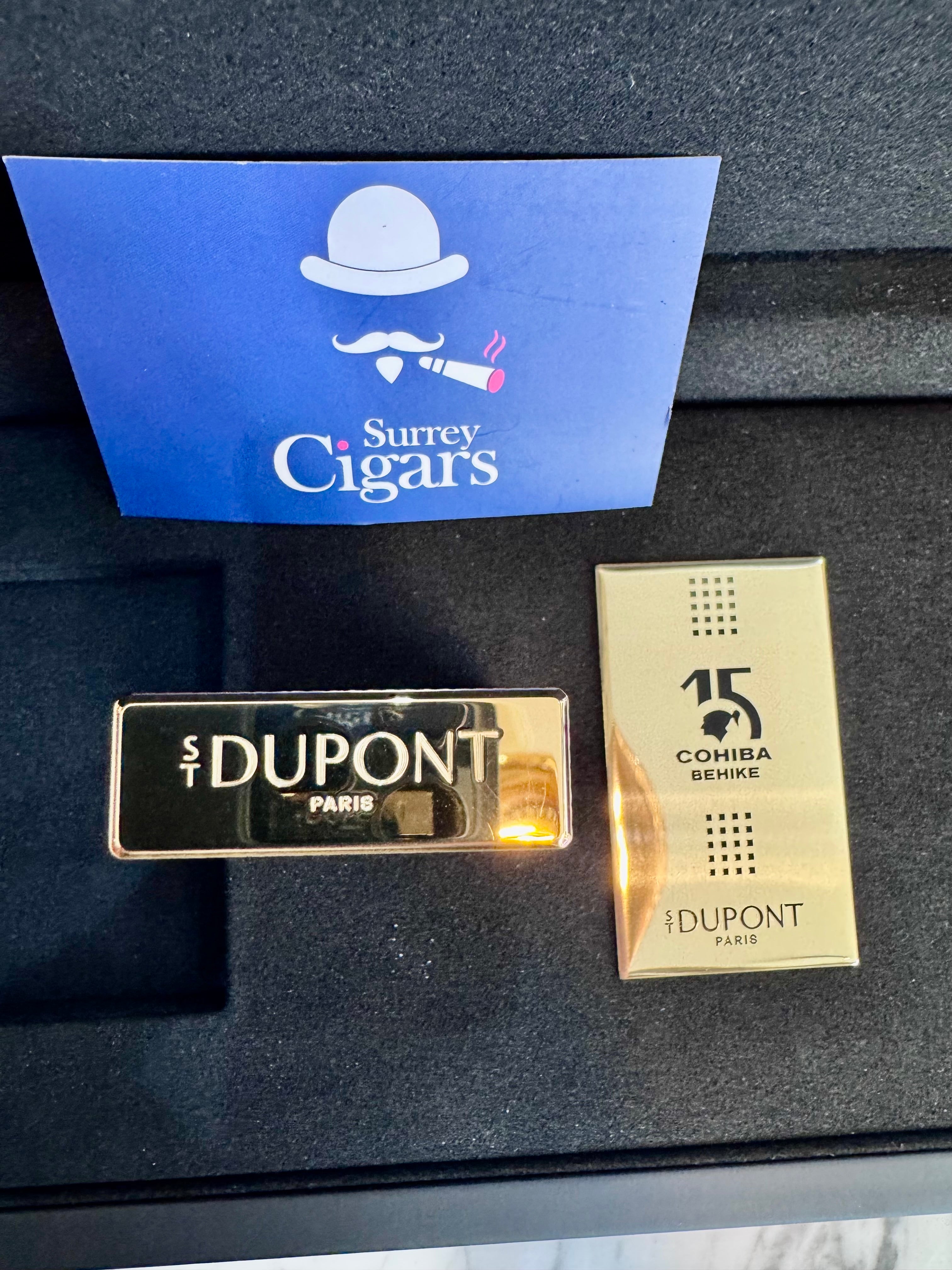 S.T. Dupont Le Grand Mixed Lacquered Lighter Cohiba Behike Gold / Black Ref: C23003cl