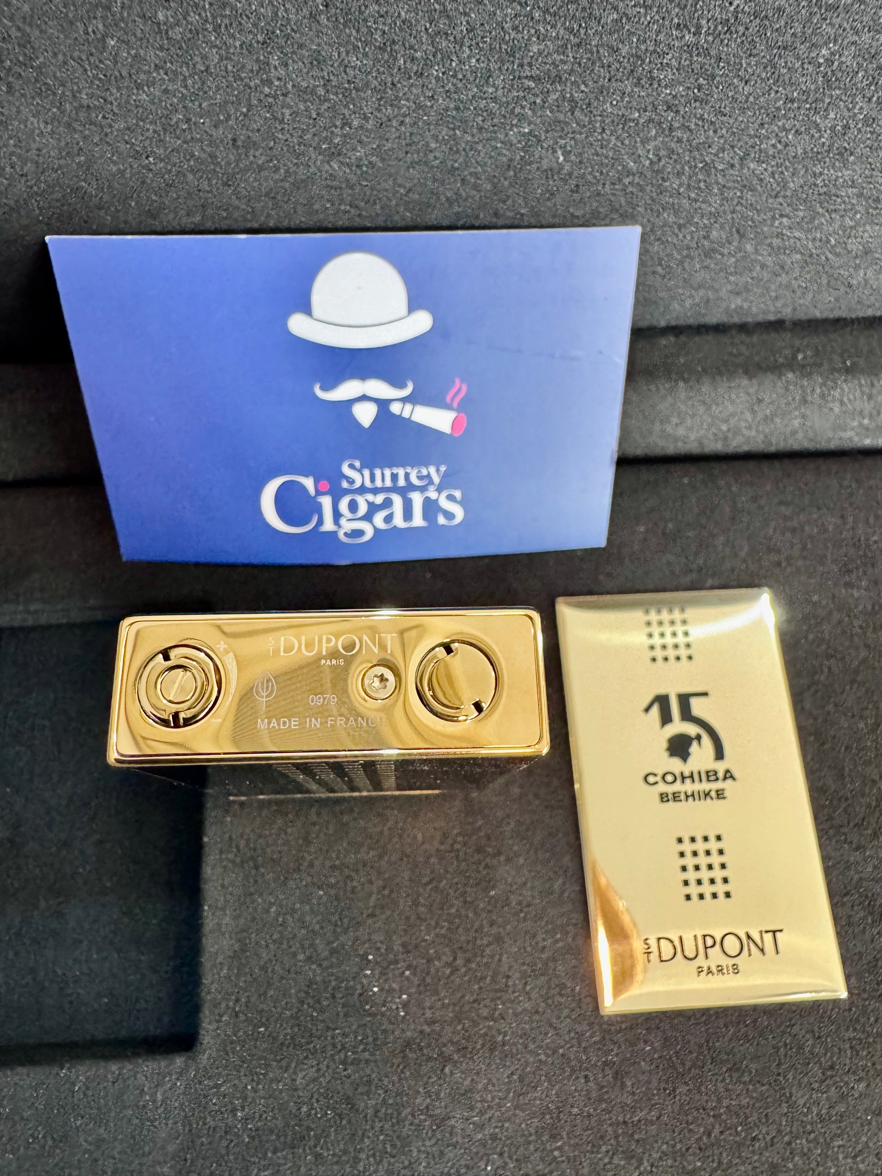 S.T. Dupont Le Grand Mixed Lacquered Lighter Cohiba Behike Gold / Black Ref: C23003cl