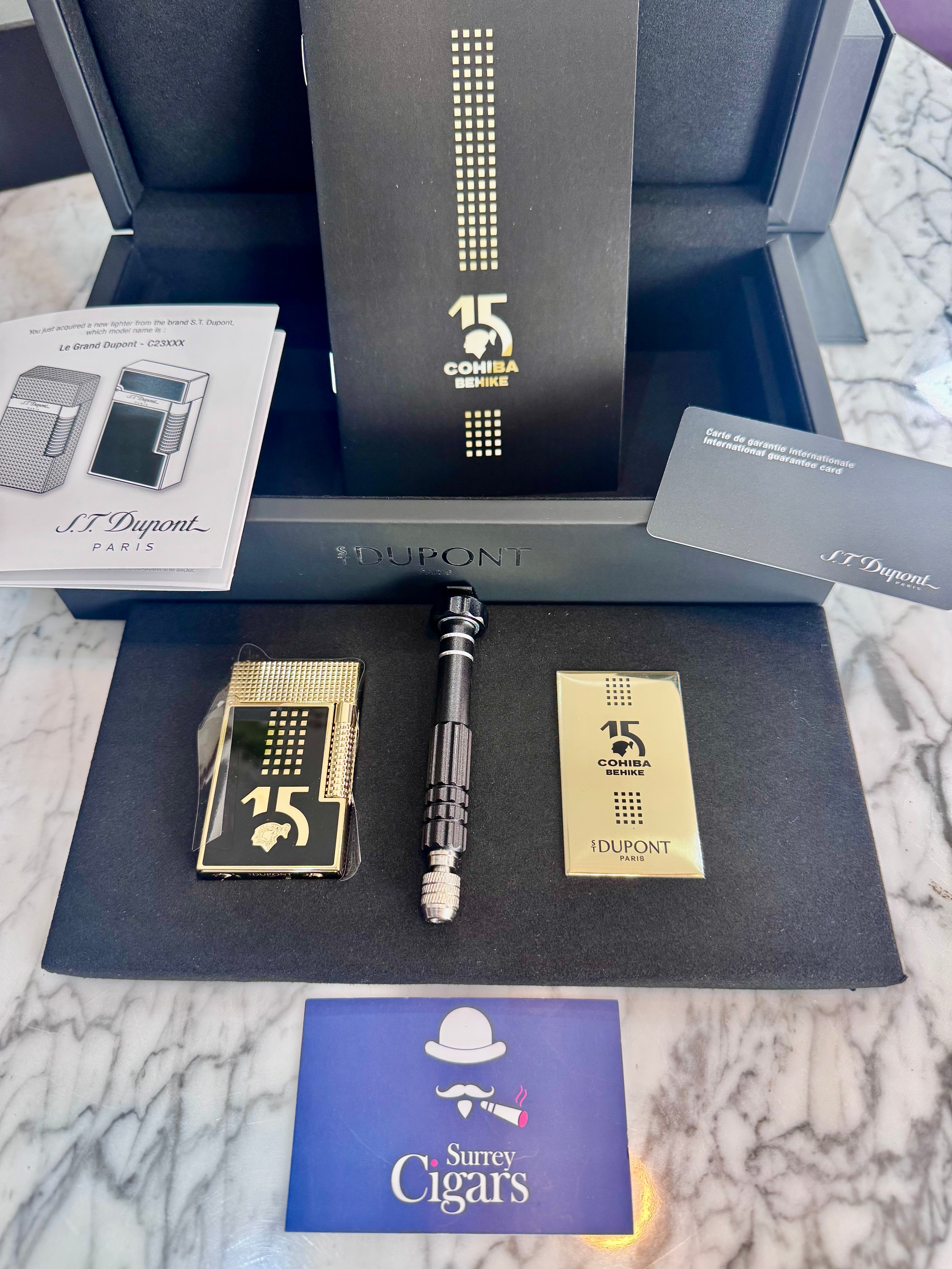 S.T. Dupont Le Grand Mixed Lacquered Lighter Cohiba Behike Gold / Black Ref: C23003cl