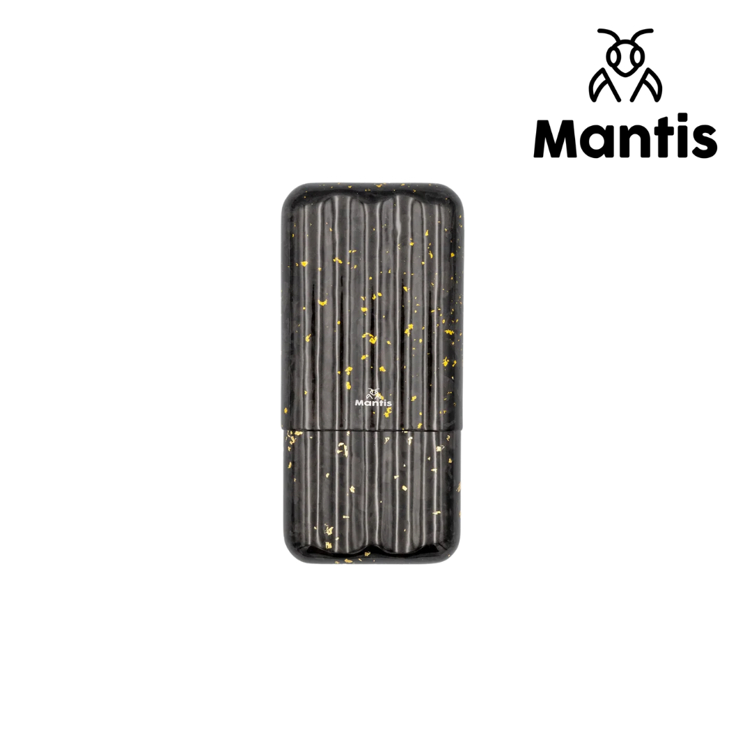 Mantis - LuxForge Real Forged Carbon Fiber Cigar Case - Hand Laid Gold Foil.