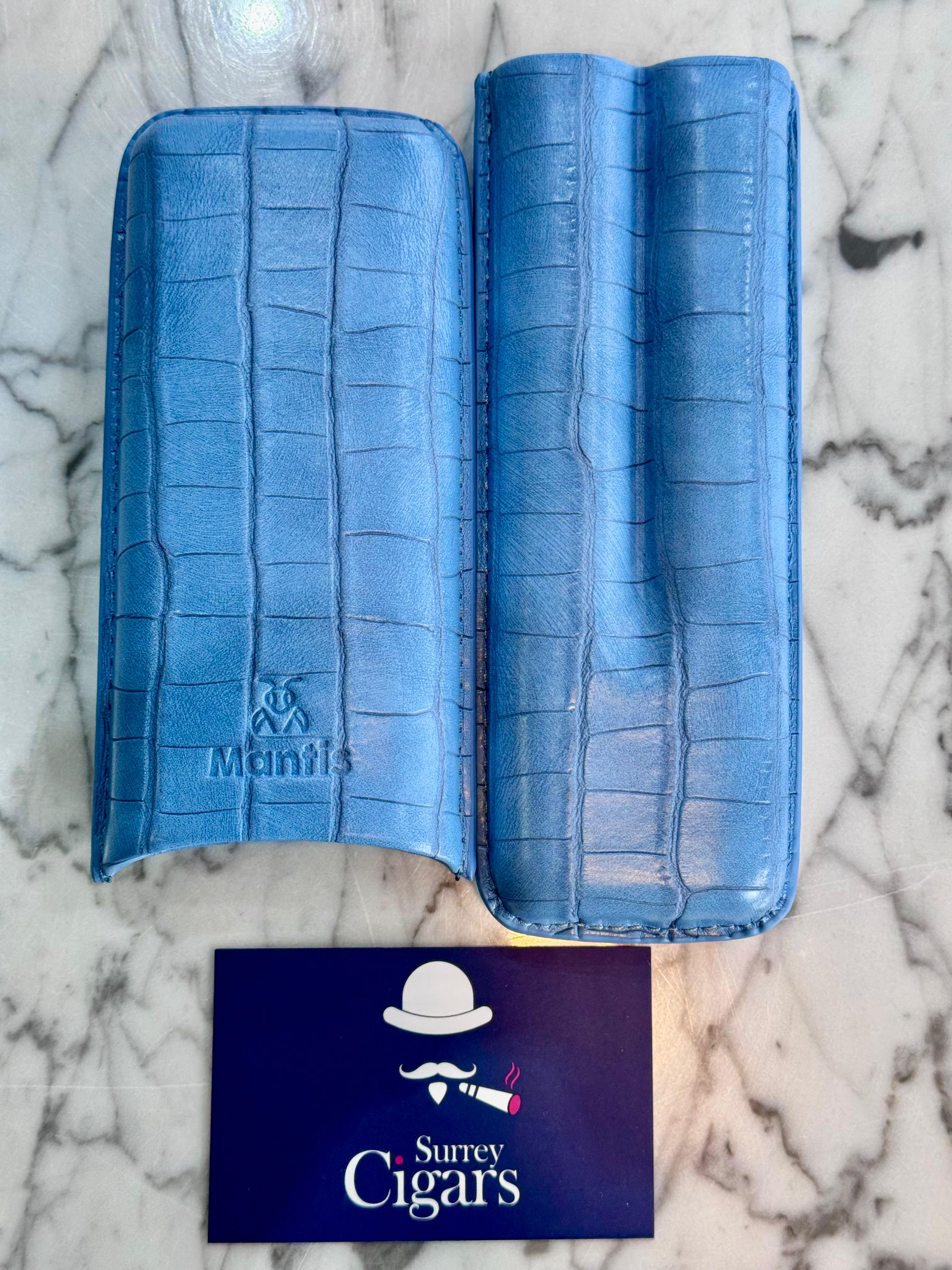 Mantis - NeoCase Croc Cigar Case for 2 Cigars - Riviera Blue