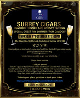NOW SOLD OUT Surrey Cigars Davidoff Dinner and Whisky Pairing, Thursday 7th December at 7:00pm. Special Guest Roy Sommer From Davidoff