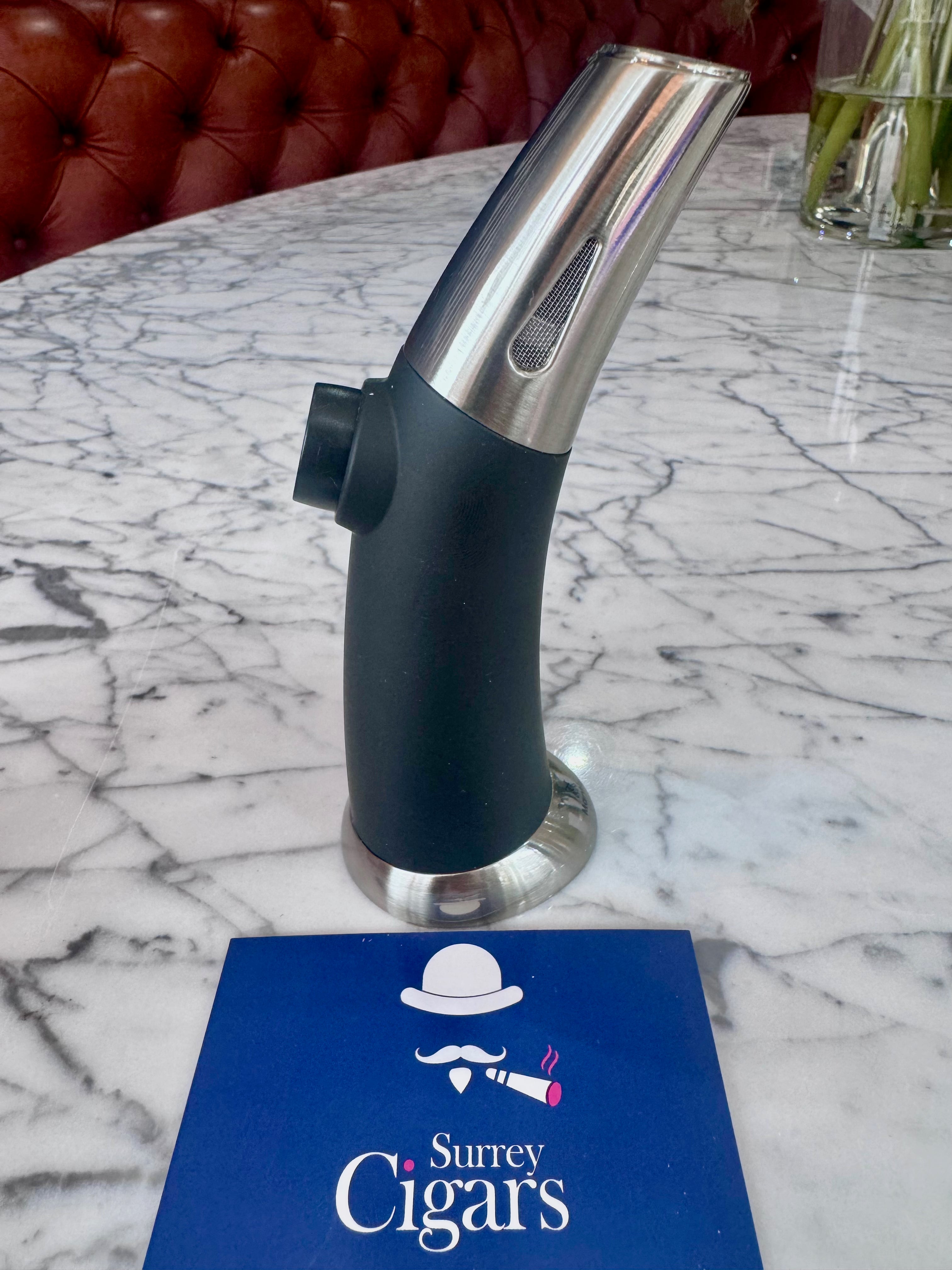 Mantis - Tauris - Jet Flame Table Lighter - Silver Metal  IN STOCK