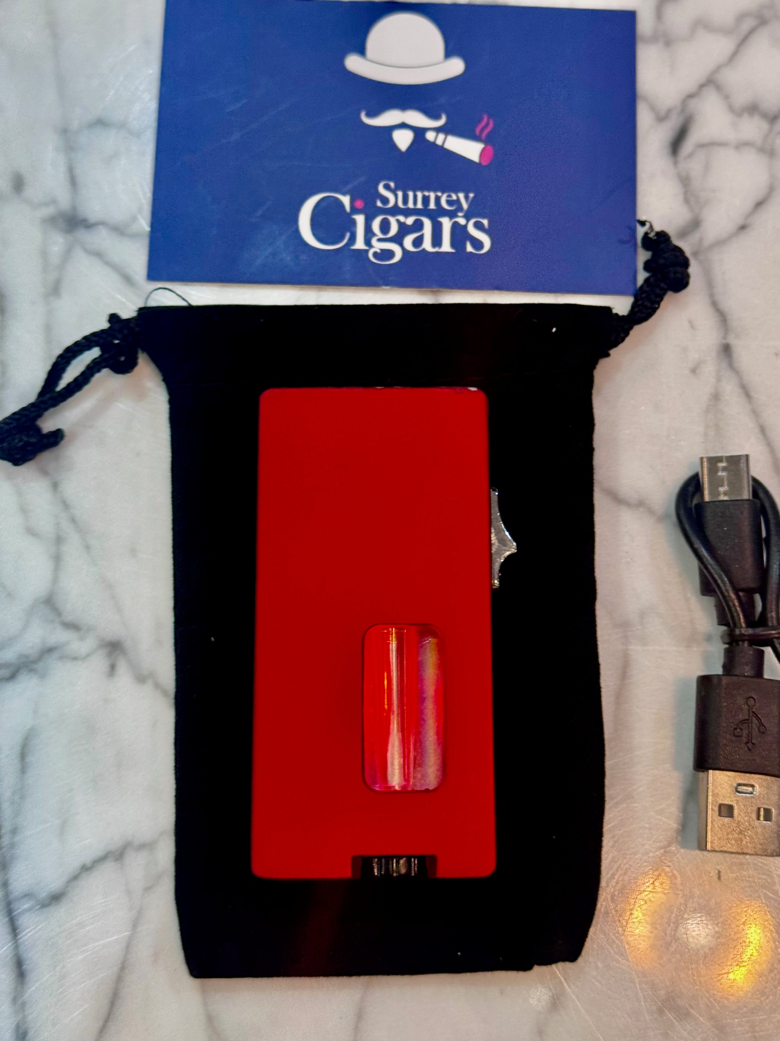Mantis - Blazeline -  7 Jet soft Flame gravity induction ignition Lighter  - Red