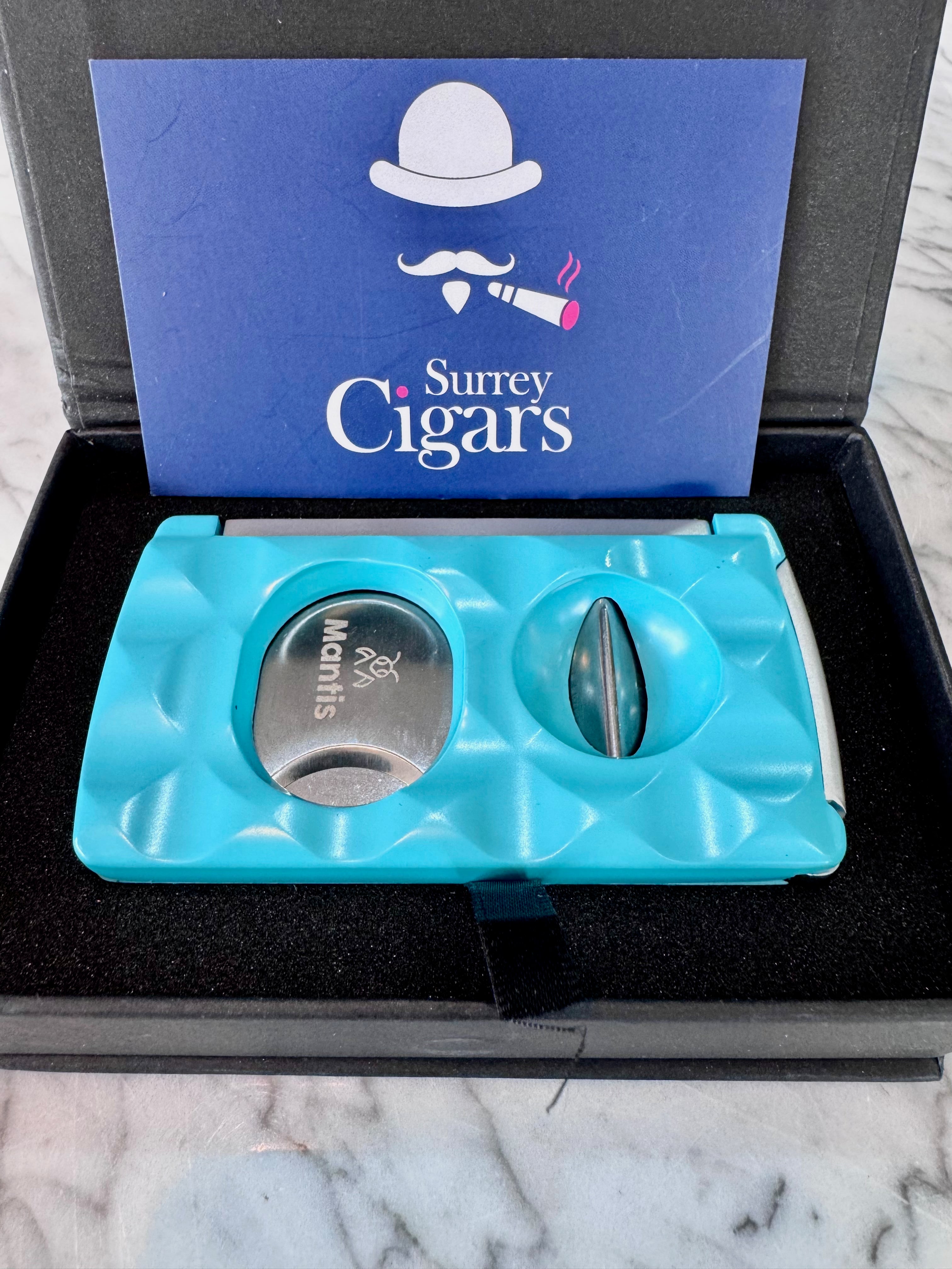 Mantis - Universal - 3 X Cigar Cutter - Straight Cut +  V-Cut + Punch Cutter in Aqua