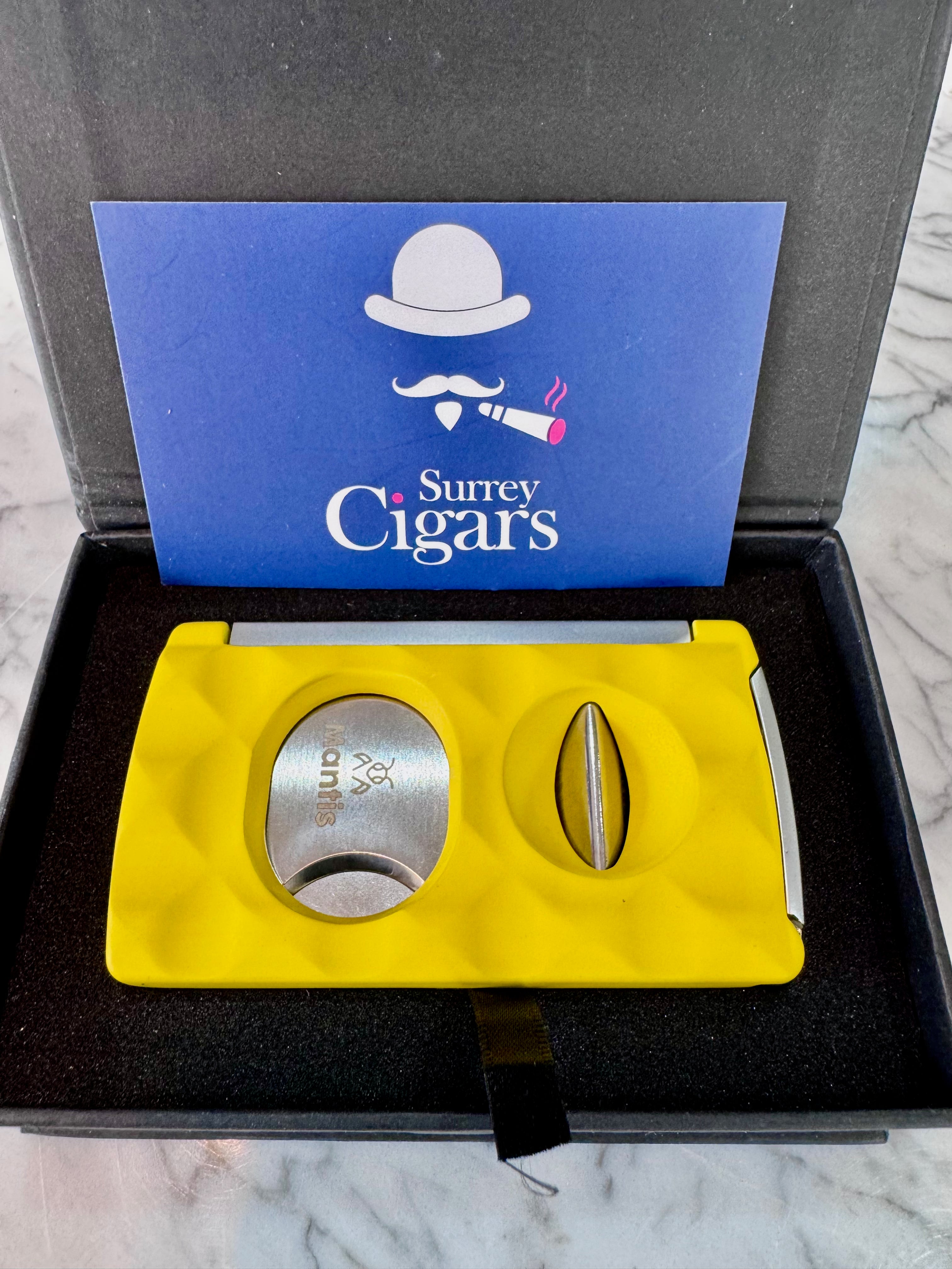 Mantis - Universal - 3 X Cigar Cutter - Straight Cut +  V-Cut + Punch Cutter in Yellow