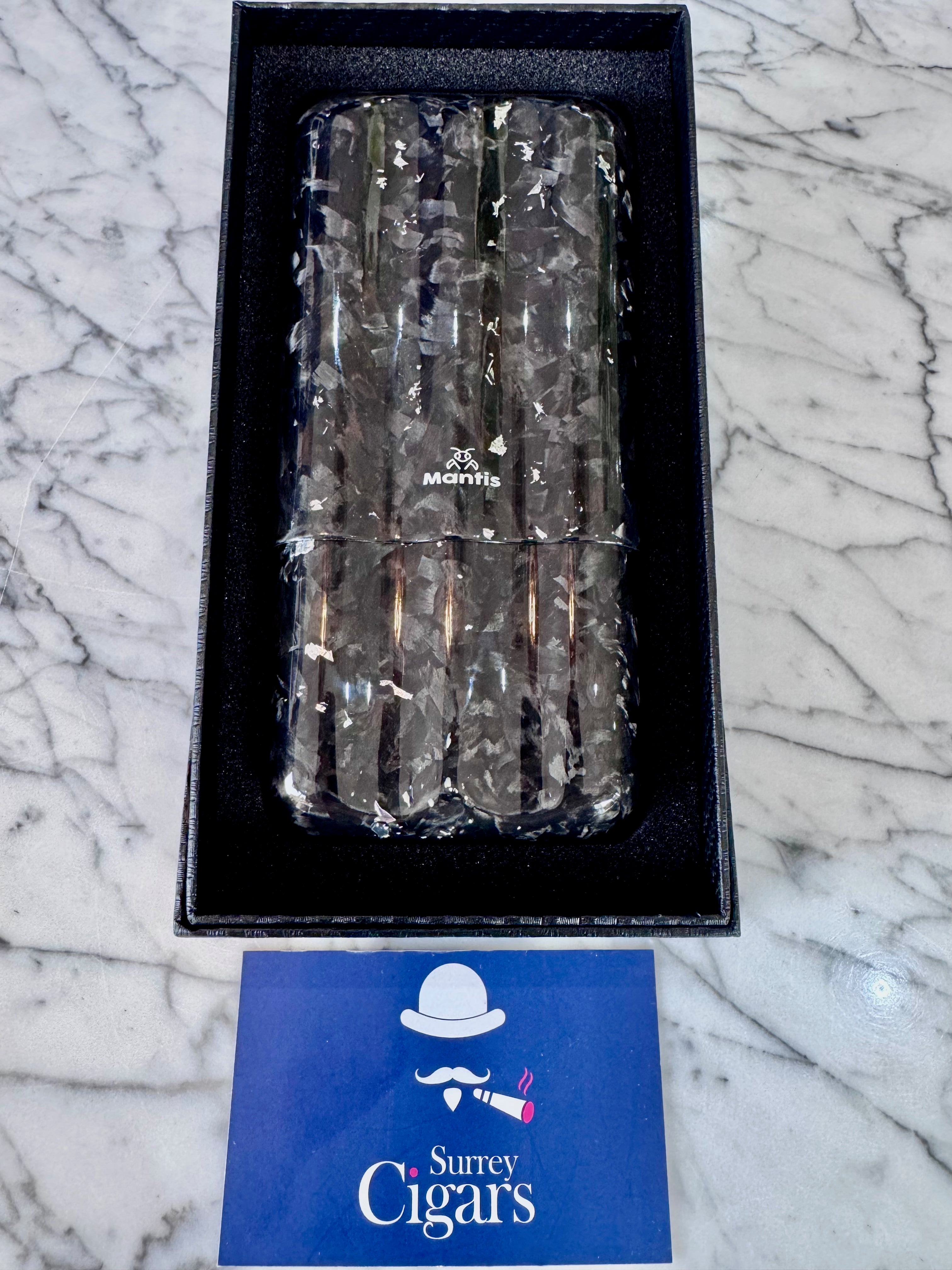 Mantis - LuxForge Real Forged Carbon Fiber Cigar Case - Hand Laid Platinum Foil