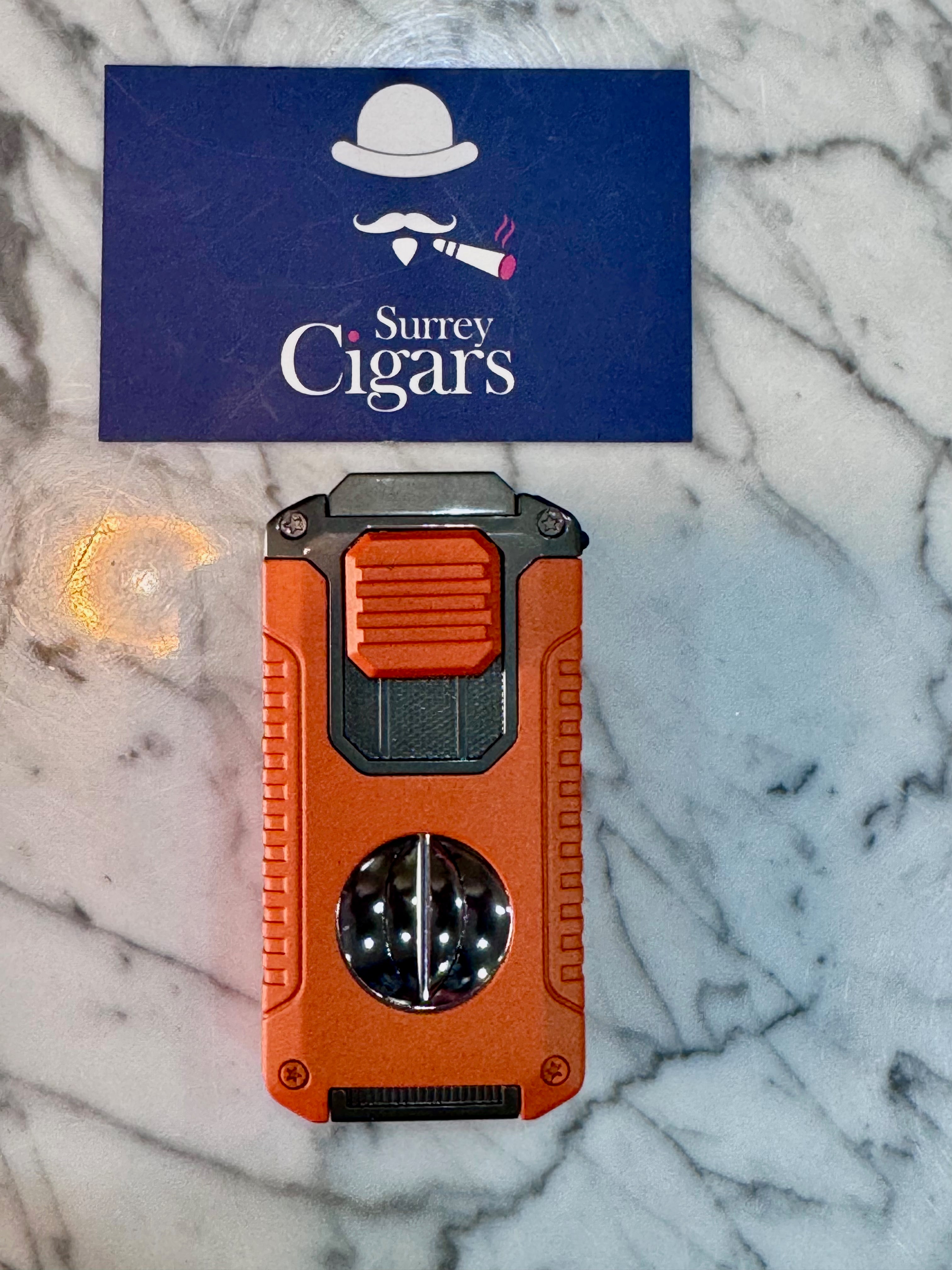 Mantis - Omni Multifunction Triple Jet Flame Lighter with V cutter, Cigar Punch Cutter, Draw enhancer and Cigar stand.  Blue