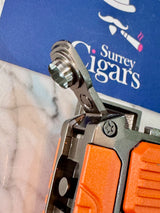 Mantis - Omni - Multifunction Triple Jet Flame Lighter with V cutter, Punch Cutter, Draw enhancer and Cigar stand. - Green