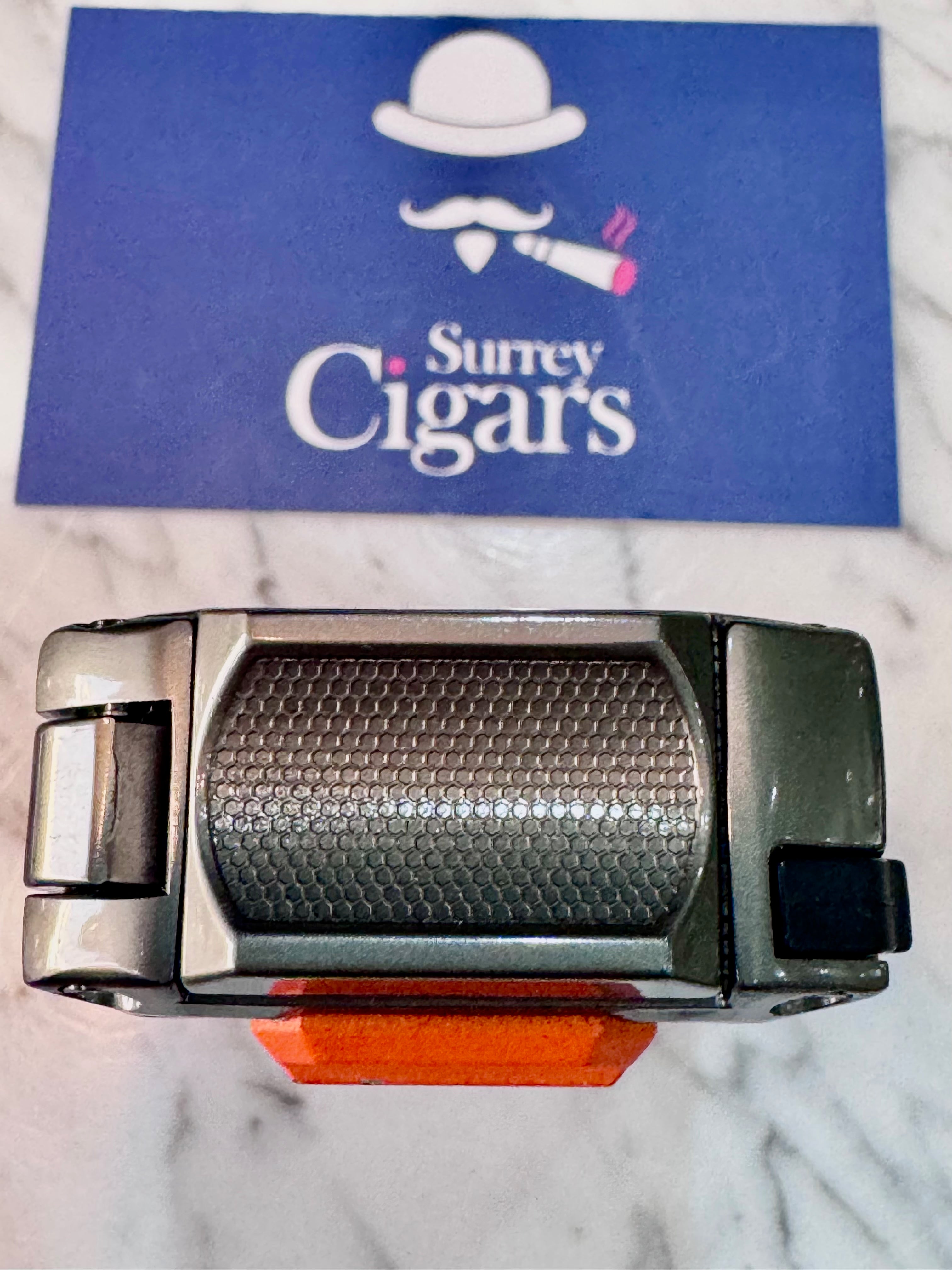 Mantis - Omni Multifunction Triple Jet Flame Lighter with V cutter, Cigar Punch Cutter, Draw enhancer and Cigar stand.  Blue
