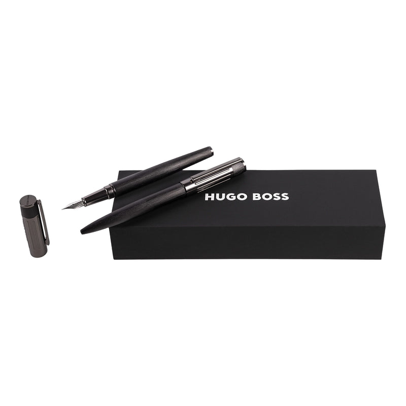 Hugo Boss Set Gear Ribs Fountain Pen And Gear Ballpoint Pen