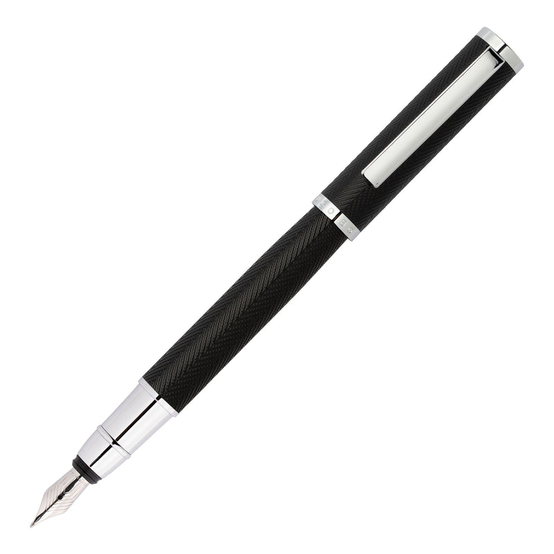 Hugo Boss Formation herringbone Fountain Pen Chrome