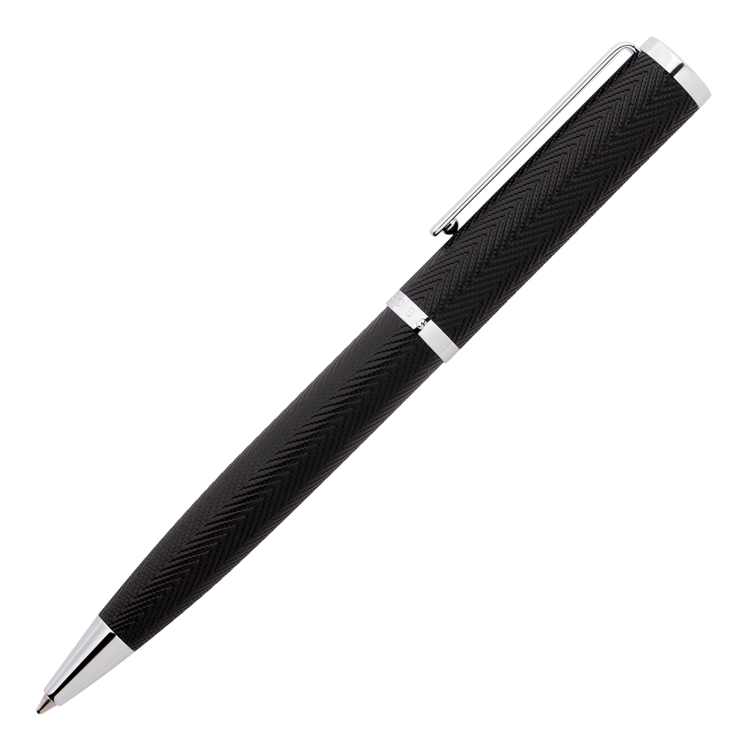 Hugo Boss Formation Herringbone Ballpoint Pen Chrome