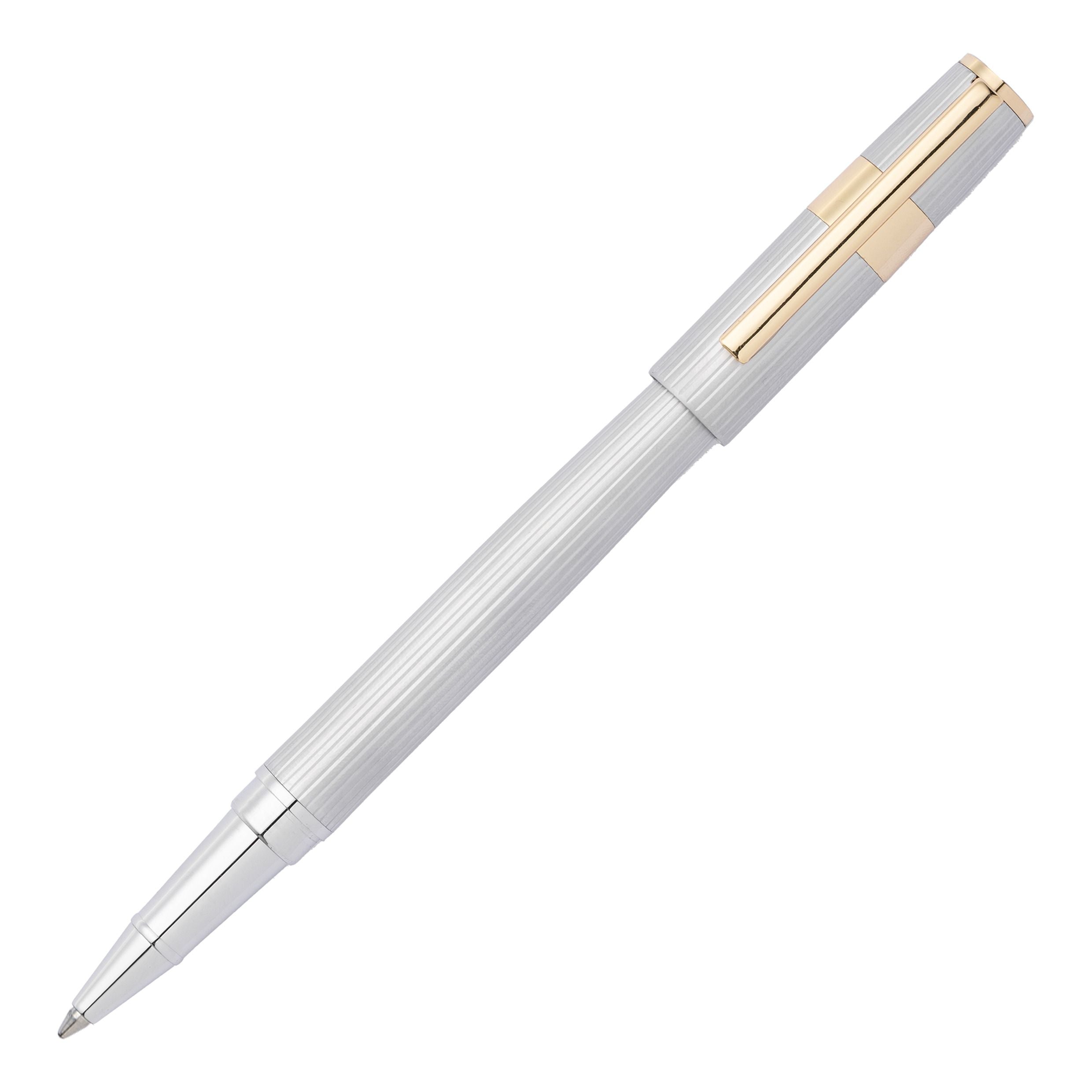 Hugo Boss Gear Pinstripe Rollerball Pen Silver And Gold