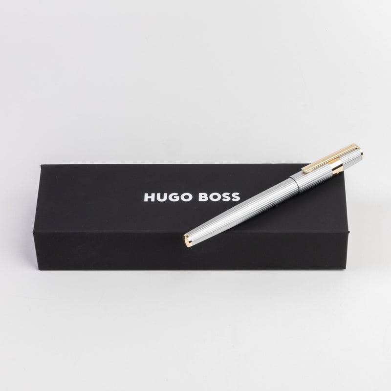 Hugo Boss Gear Pinstripe Rollerball Pen Silver And Gold